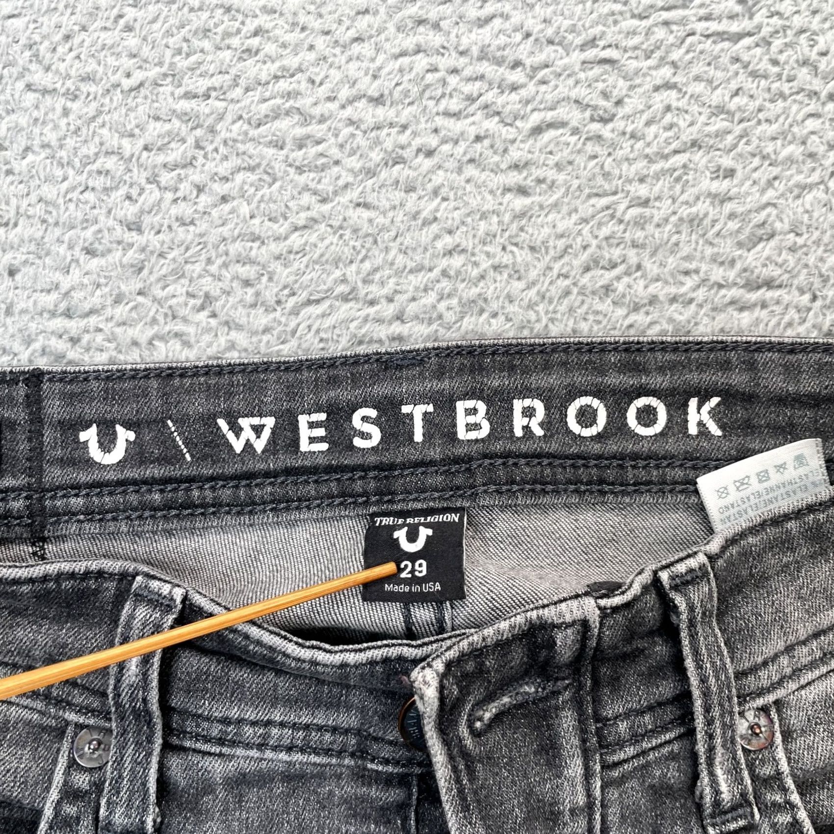 True Religion True Religion Jeans Mens 29 Gray Westbrook Rocco Relaxed Skinny Leg Distressed Denim 5-Pocket City Comfortable Distressed Jeans Mens Gray 90s Style Size US 29 - 3 Thumbnail
