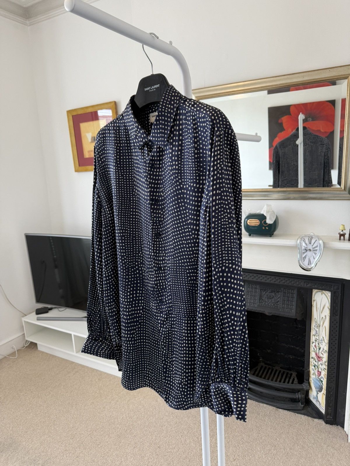 Saint Laurent Paris SS21 Saint Laurent Silky Polka Dot Shirt Size US M / EU 48-50 / 2 - 6 Thumbnail