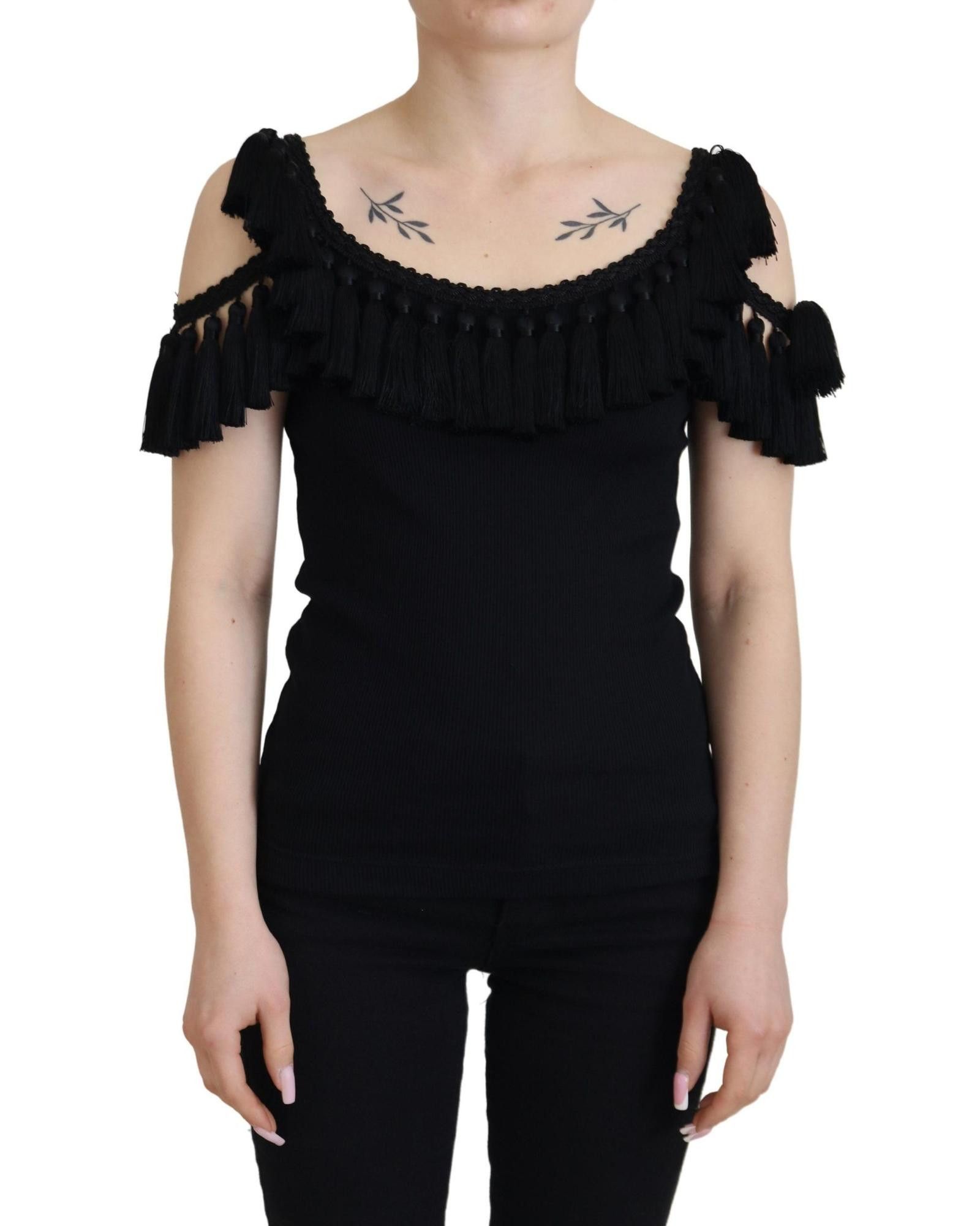 image of Dolce Gabbana Gorgeous Cotton Tank Top Blouse in Black, Women's (Size Small)