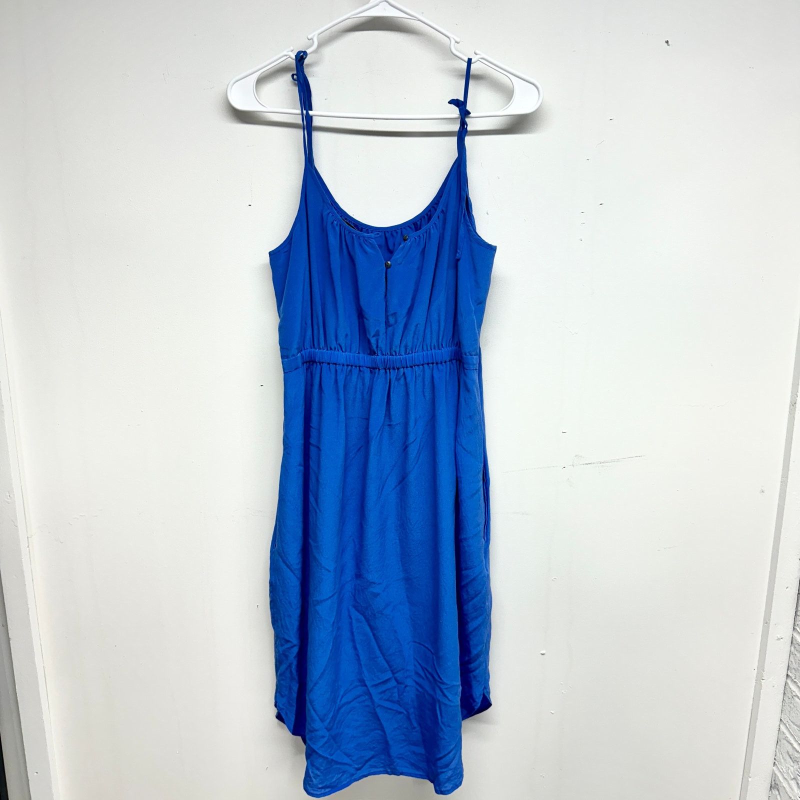 Madewell Madewell Blue Silk Spaghetti Strap Ruffled Sundress, Size 6 Size M / US 6-8 / IT 42-44 - 4 Thumbnail