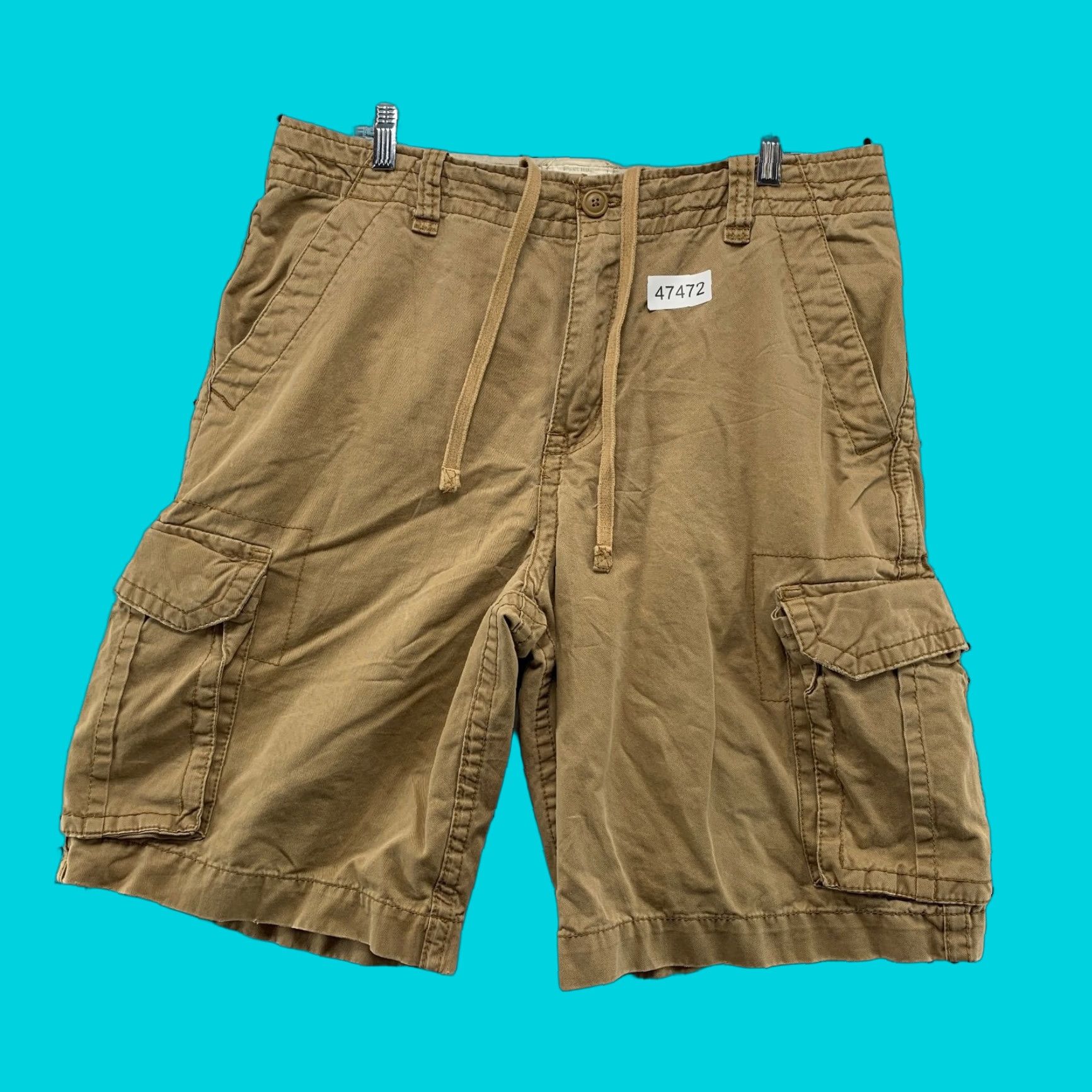 Vintage VINTAGE Aeropostale Military Cargo Shorts Mens 33 Tan Drawstring Relaxed Y2K 35x11 Size US 33 - 1 Thumbnail