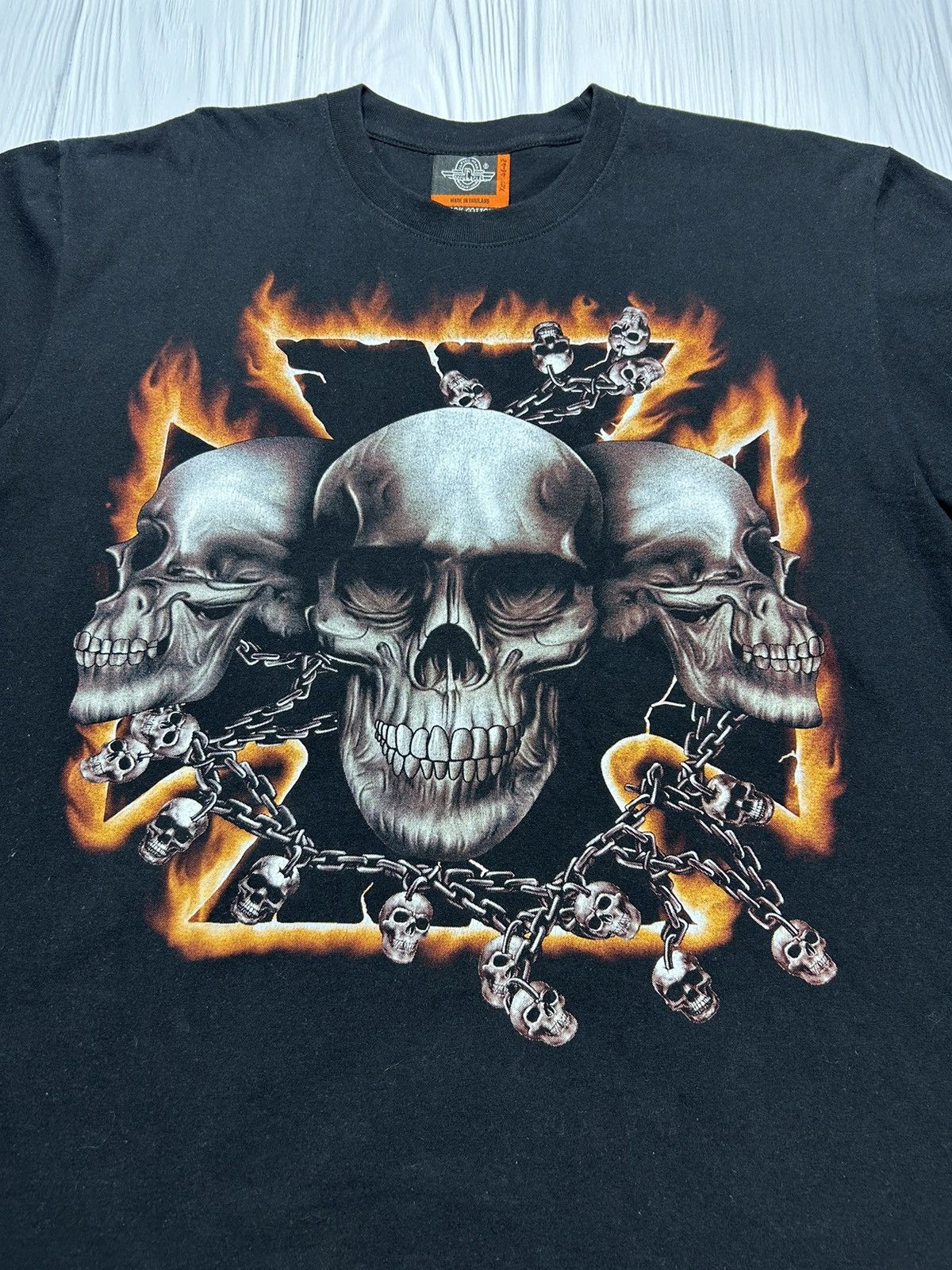 West Coast Choppers Vintage Skull like Choppers Fire Graphic T-Shirt Size US XL / EU 56 / 4 - 5 Thumbnail