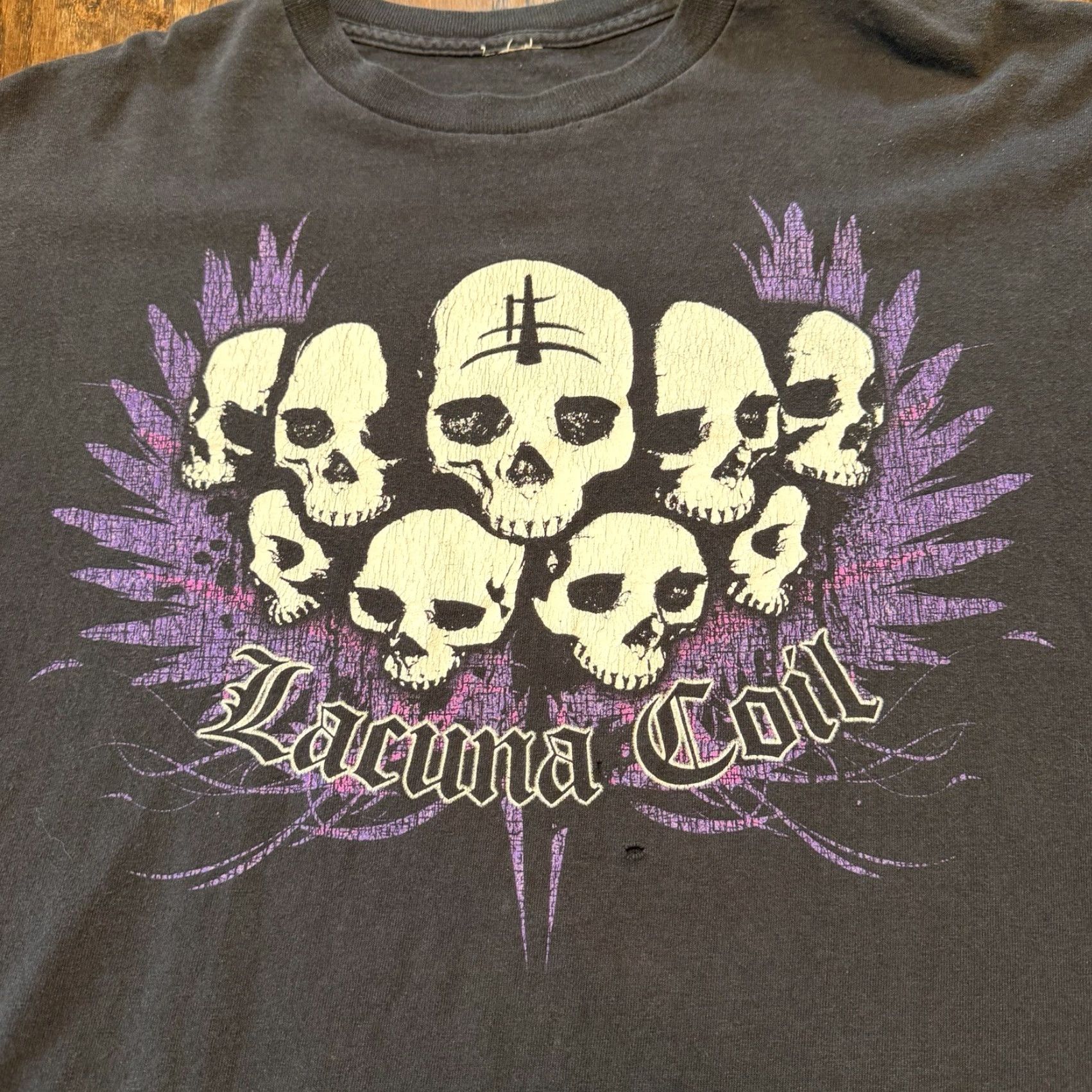 Doublet Lacuna Coil Band T Shirt Large Skull Cluster Double Sided Fade Holes Band Logo XL Black Cotton Men Shirt Band Theme Logo Size US XL / EU 56 / 4 - 2 Thumbnail