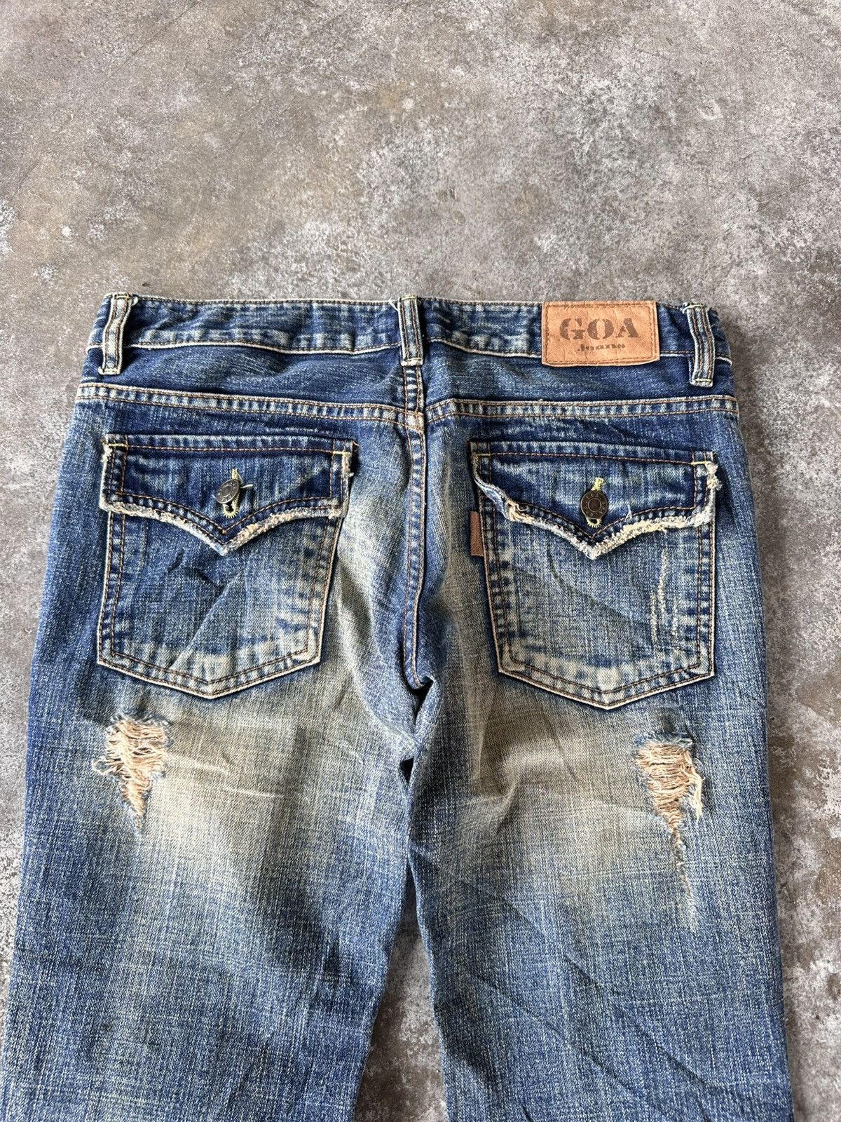 Distressed 2000s Goa Jeans Flare Y2K Lgb Avant Garde Style