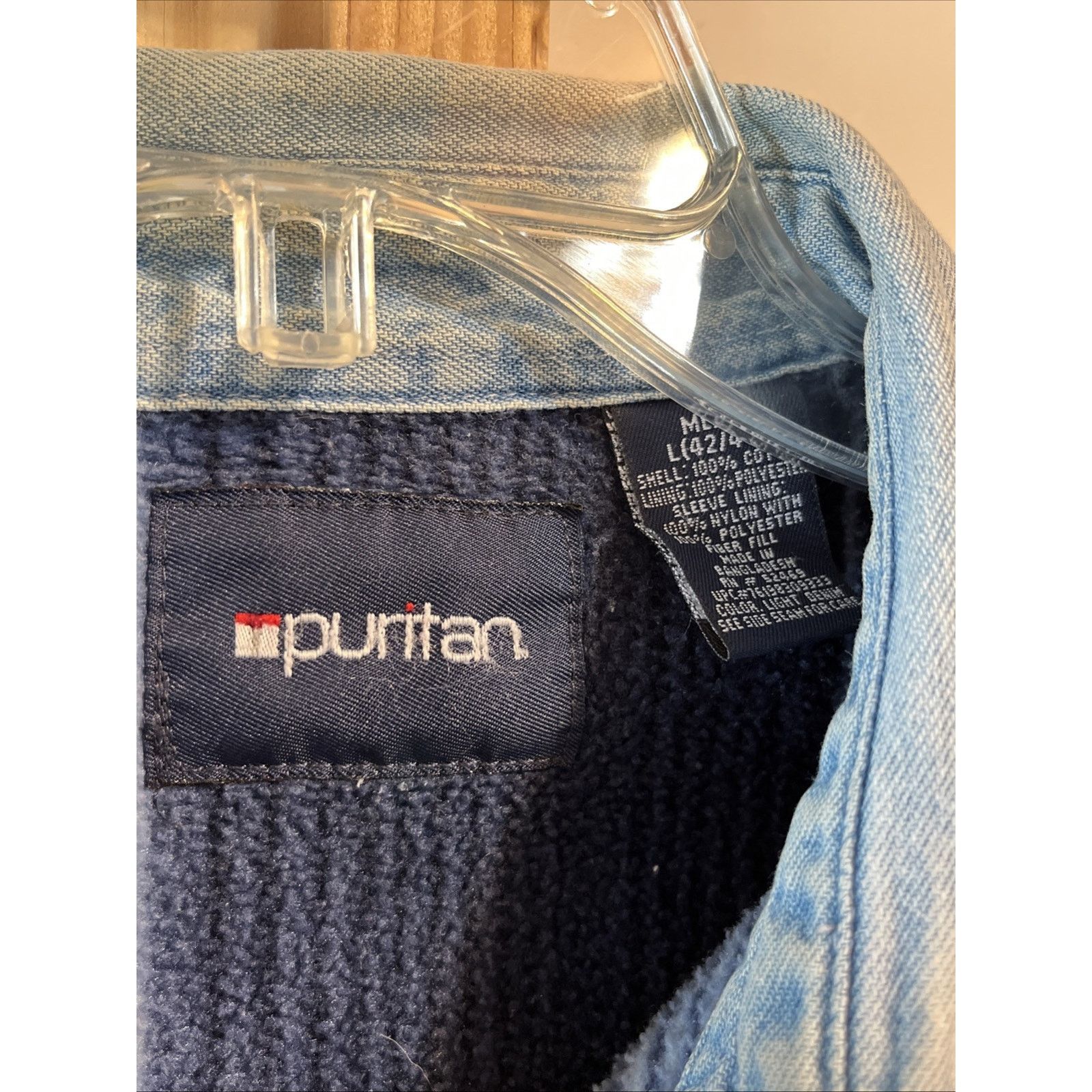 Puritan Puritan Men's L 42/44 Blue Cotton Denim Fleece Lined Shacket Size US L / EU 52-54 / 3 - 4 Thumbnail