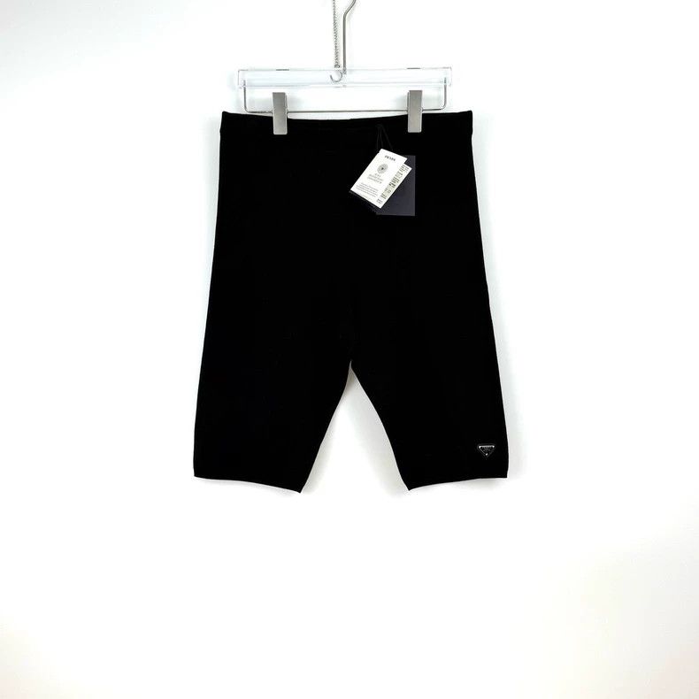 Prada Prada Black metal triangle label micro-elastic knitted shor Size US 32 / EU 48 - 3 Thumbnail