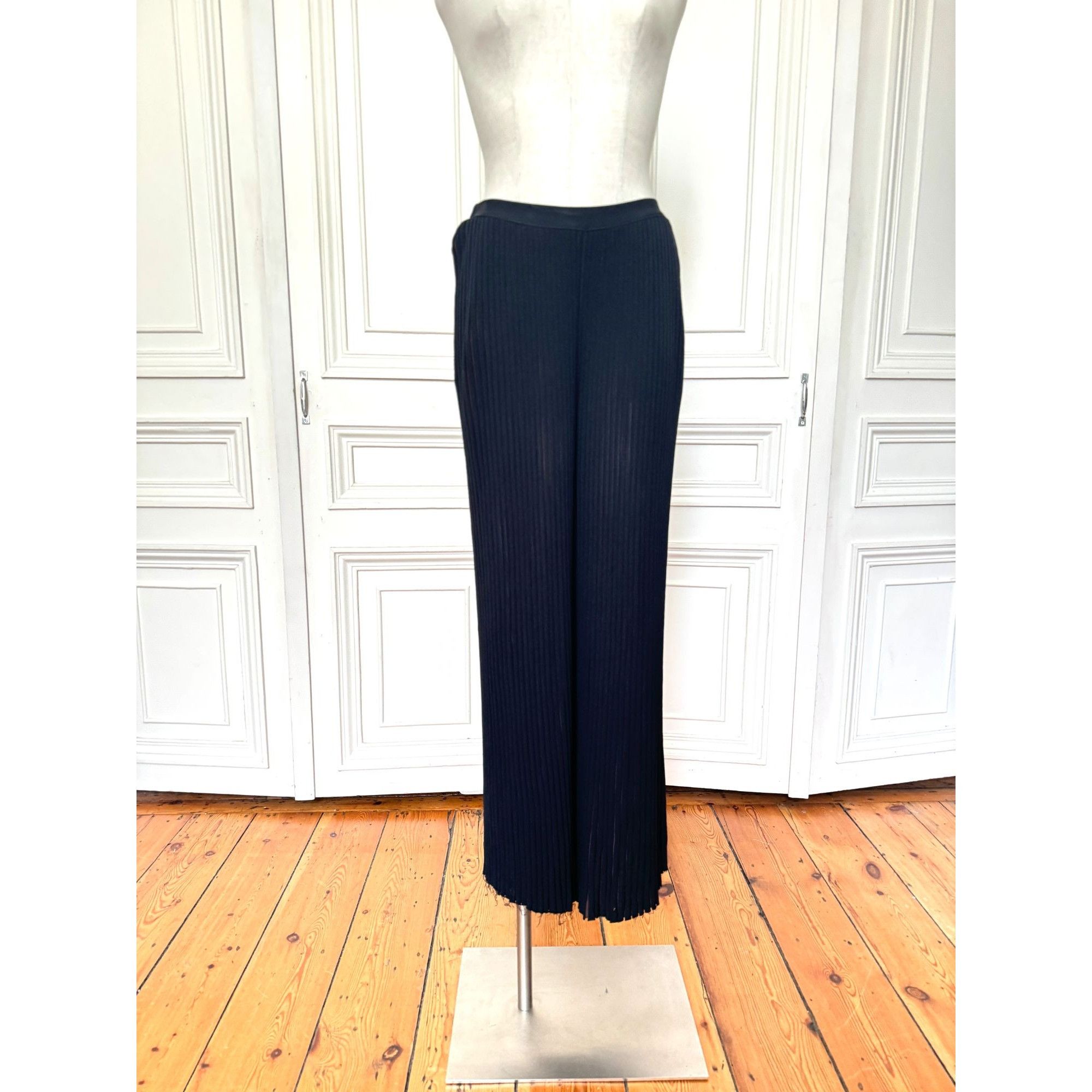 Celine Celine By Phoebe Philo Pre Fall 2015 Wide Pleated Black Bro Size 26" / US 2 / IT 38 - 2 Thumbnail