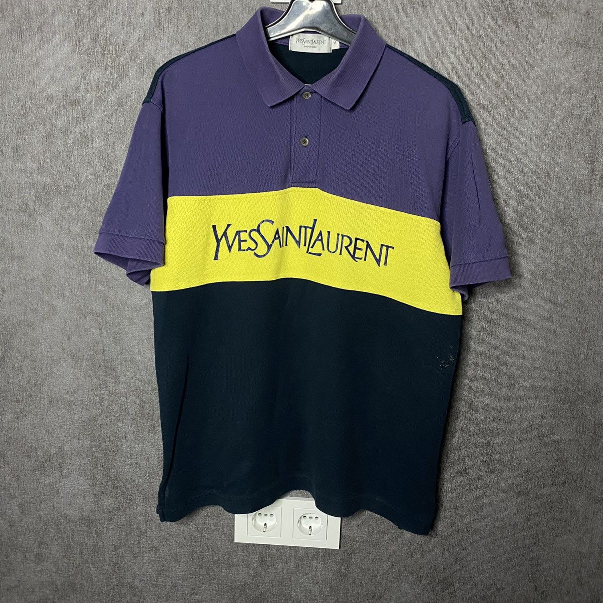 Vintage × Yves Saint Laurent Vintage YSL polo shirt big logo Size US M / EU 48-50 / 2 - 2 Thumbnail