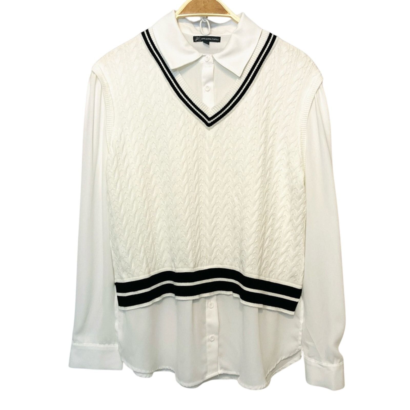 Adrianna Papell Adrianna Papell Ivory White Button Sweater Vest Blouse Top Size M / US 6-8 / IT 42-44 - 1 Thumbnail