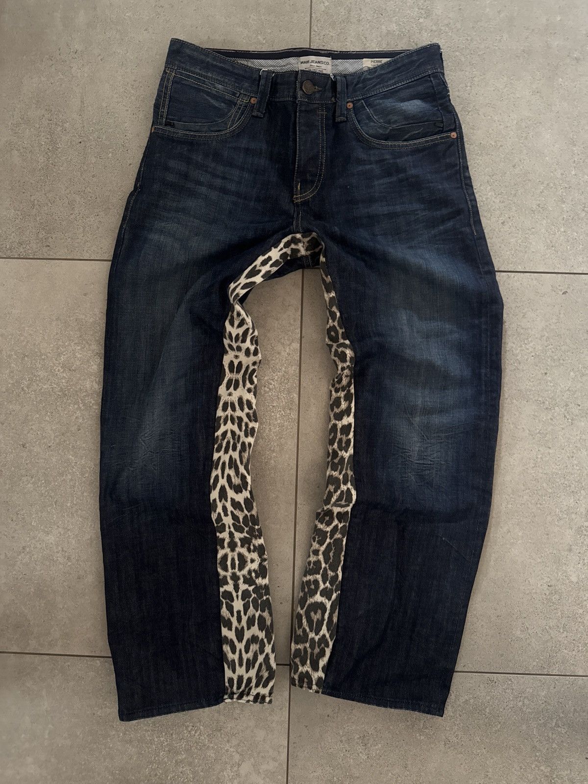 Japanese Brand Vintage jeans with custom leopard print panel Size US 31 - 1 Thumbnail