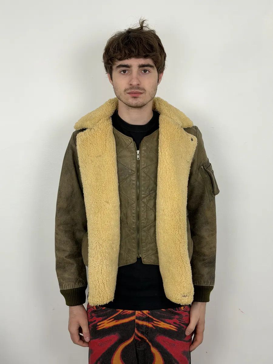 Marithe + Francois Girbaud 1980s Marithé + François Girbaud Grey Leather Shearling Bomber Jacket Size XS / US 0-2 / IT 36-38 - 3 Thumbnail