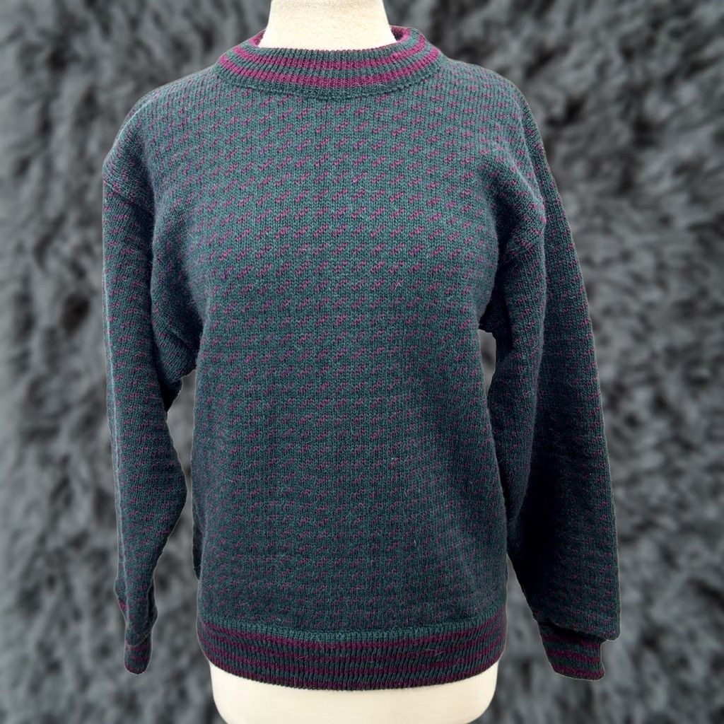 Vintage VINTAGE L.L.Bean Norwegian Sweater Birds Eye Wool Blend Large Womens 80s Crewneck Pullover Knit Wool Fall Winter Crew Neck Shirt Woman Size L / US 10 / IT 46 - 1 Thumbnail