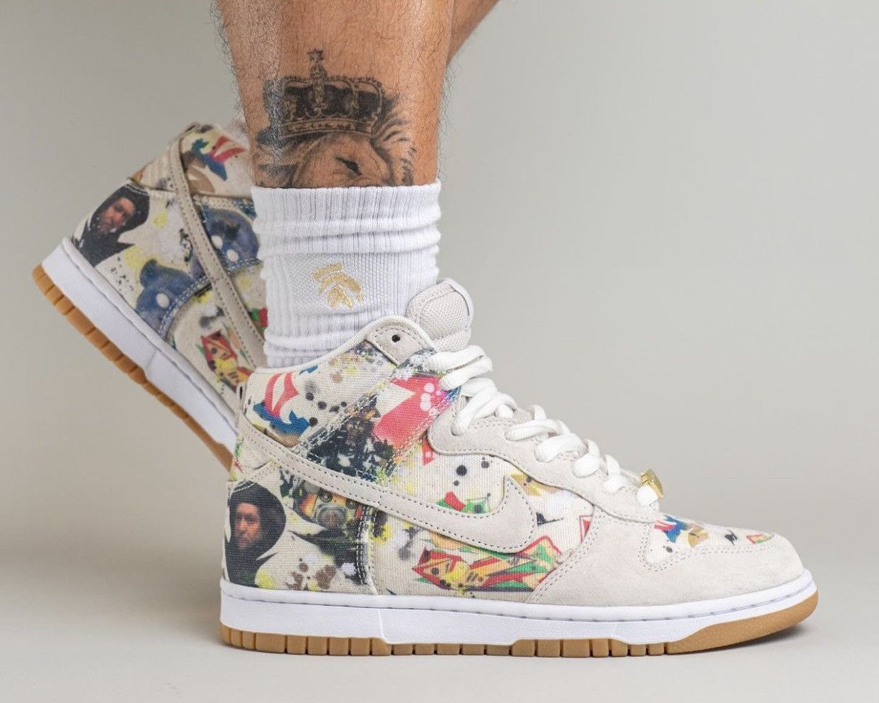 Pre-owned Nike X Supreme Nike Sb Dunk High Pro Supreme Rammellzee Shoes In White