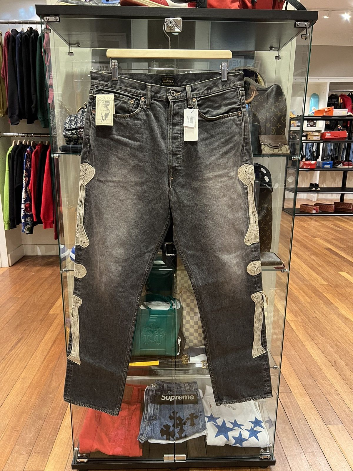 Pre-owned Kapital Skeleton Bone Denim Jeans Grey