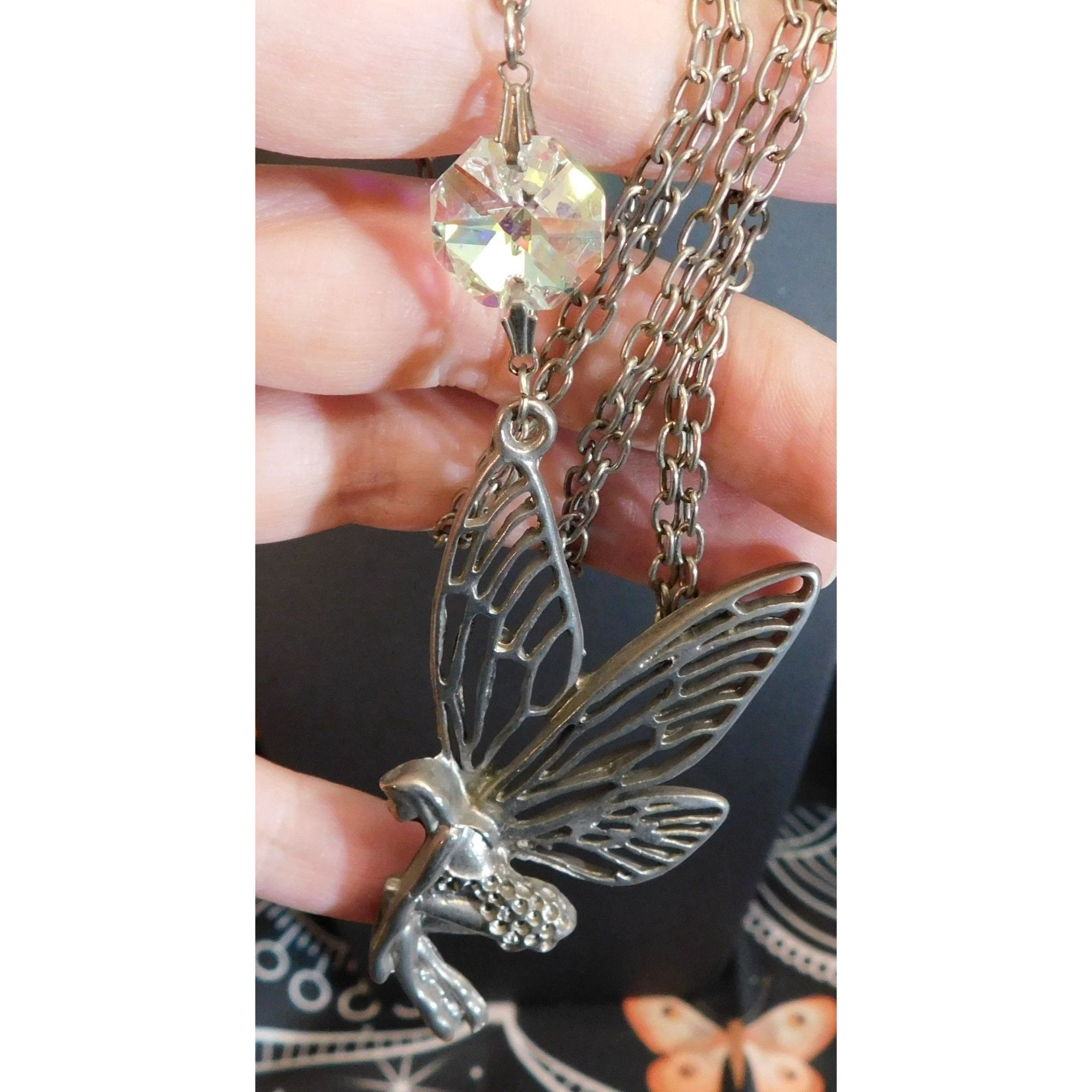 Other Fairycore Silver Tone Fairy Pendant Necklace With AB Gem Acc Size ONE SIZE - 9 Thumbnail