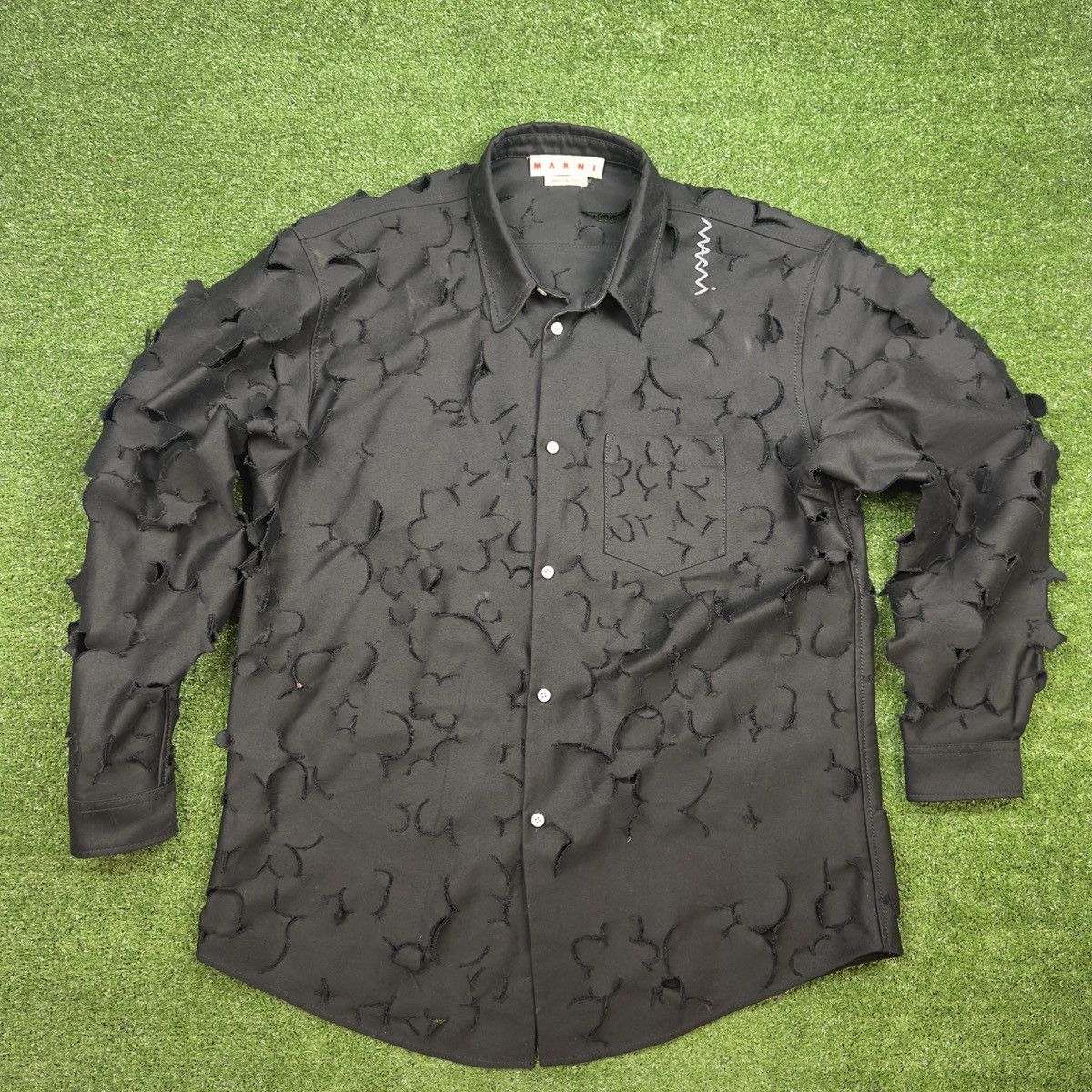 Marni MARNI Black Cut Out Detail Shirt Button Up Size 54 Size US L / EU 52-54 / 3 - 1 Thumbnail