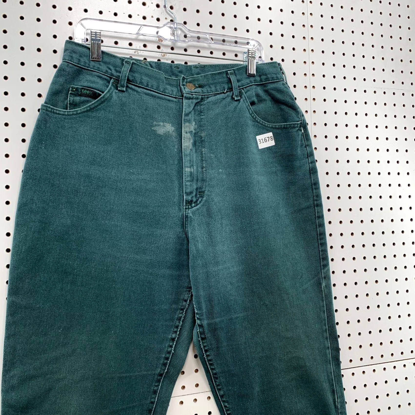 Lee VINTAGE Lee Jeans Womens 16 Green 90s Tapered Denim SIze Fits 32x29 Made USA Size 38" / US 16 / IT 52 - 3 Thumbnail