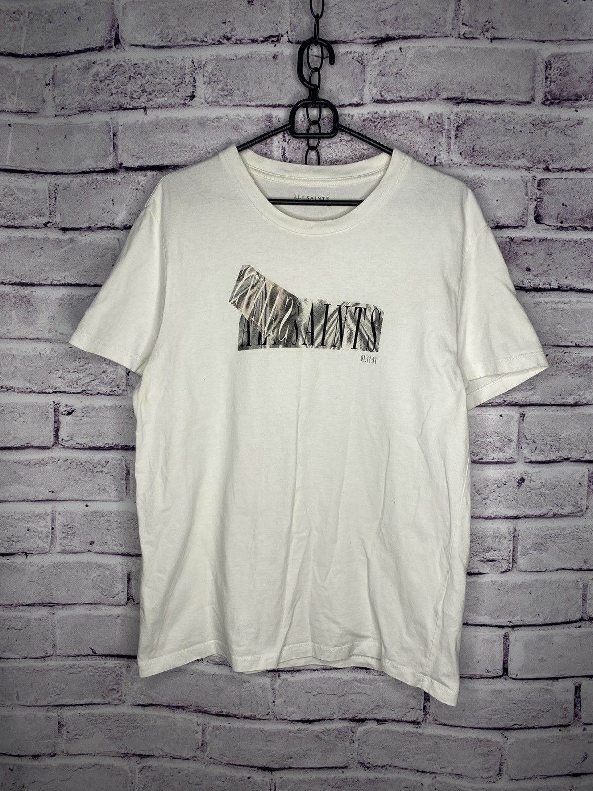 Allsaints Mens Vintage Allsaints Japanese Double Logo White T- Shirt Size US M / EU 48-50 / 2 - 1 Thumbnail