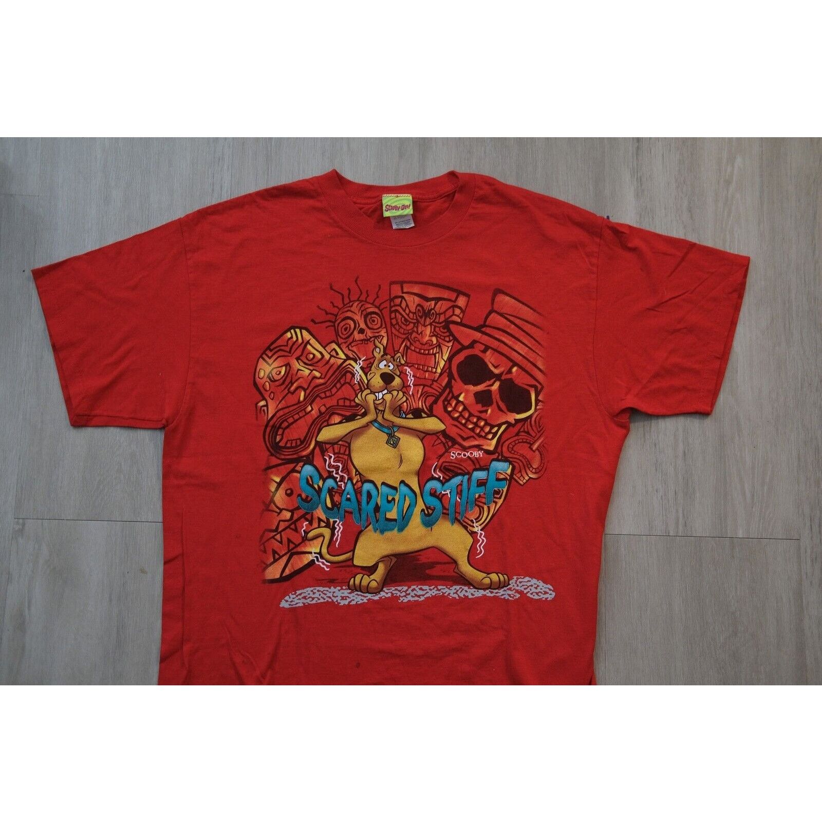 Warner Bros Vintage 90s Scooby Doo Scared Stiff Funny Cartoon Shirt Red Size US XL / EU 56 / 4 - 2 Thumbnail