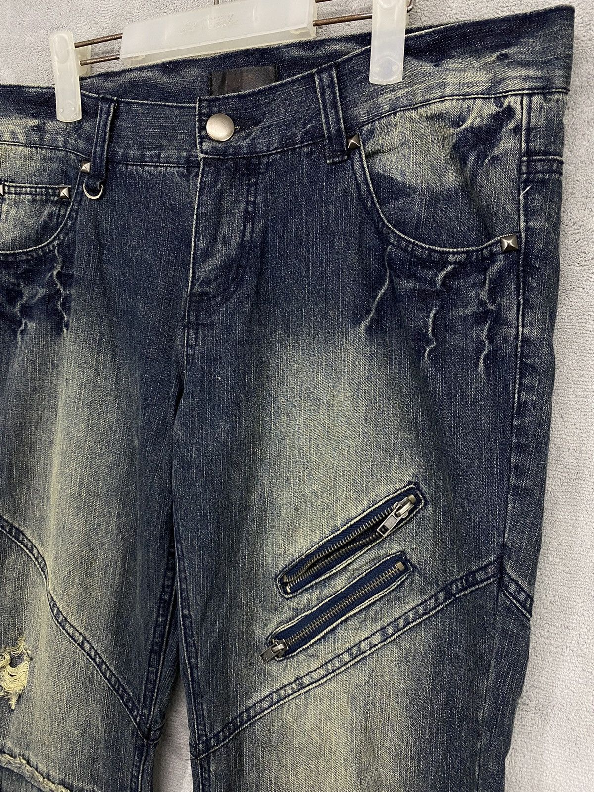 Japanese Brand Black Baccara Distressed Bondage Denim Flared Size US 35 - 3 Thumbnail