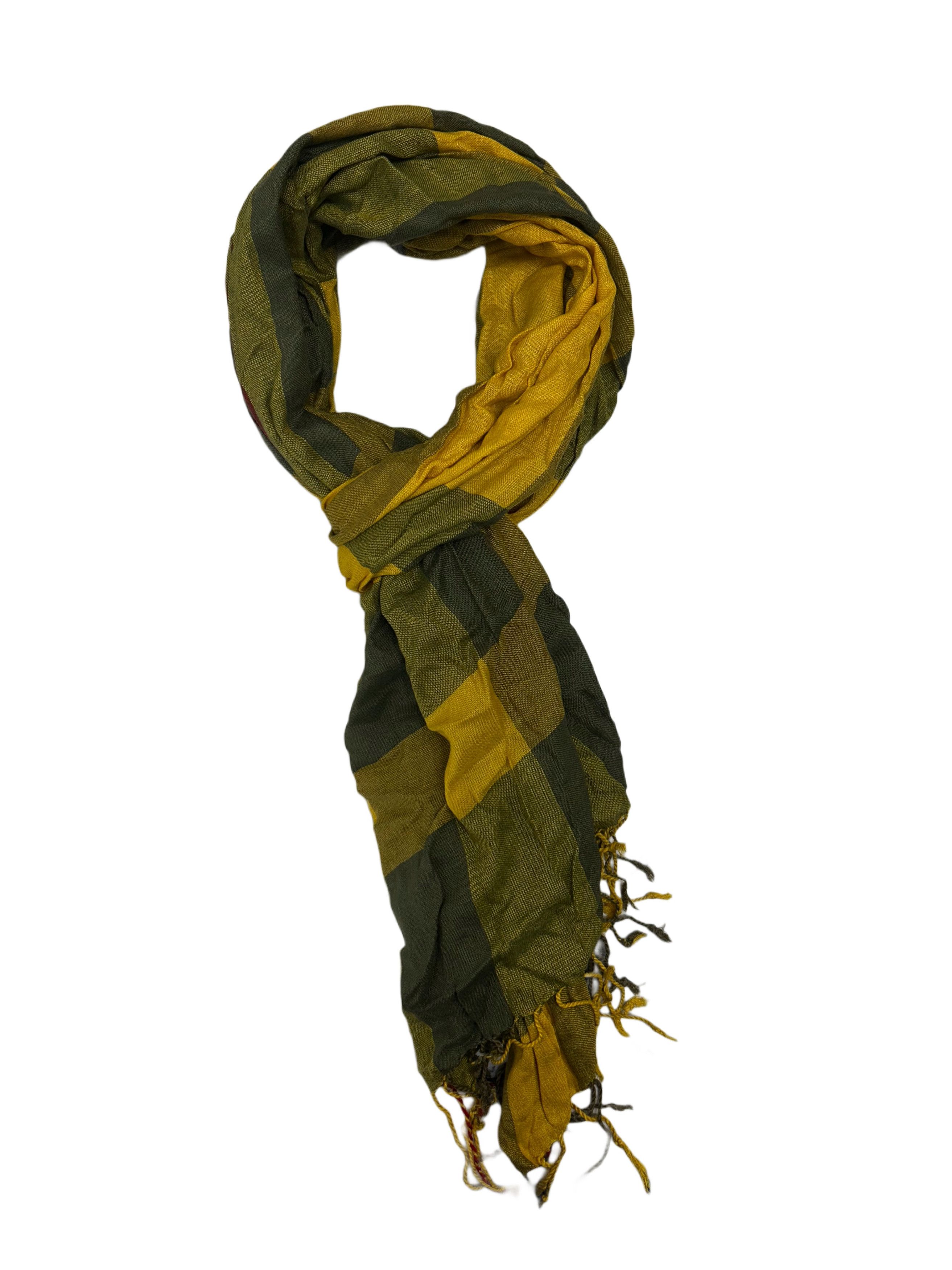 CLOSED Closed Dark Yellow Base Checked Scarf Size ONE SIZE - 1 Thumbnail