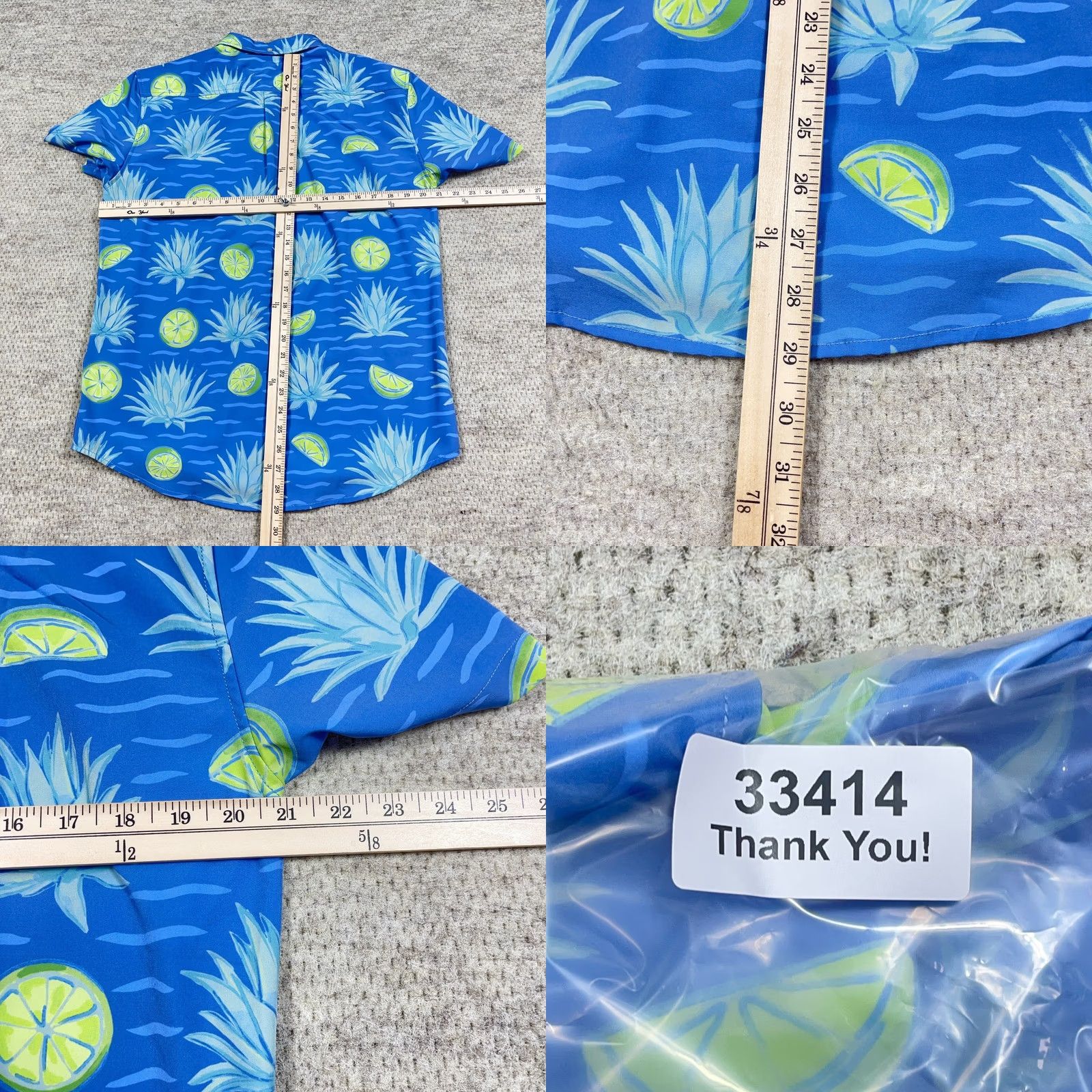 Chubbies Chubbies Shirt Medium Blue Hawaiian Camp Button Up Lemon Kiwi Print Hula Men Size US M / EU 48-50 / 2 - 8 Thumbnail