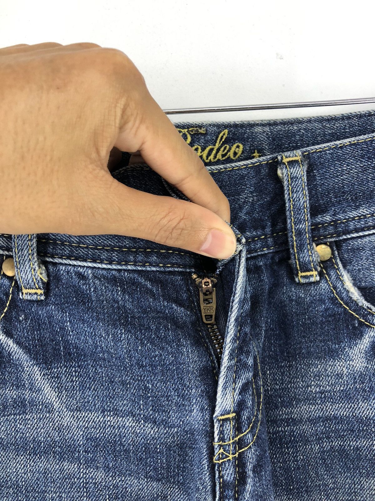 Japanese Brand Rodeo Crowns Low Rise Distressed Faded Blue Jeans Size 28" / US 6 / IT 42 - 6 Thumbnail