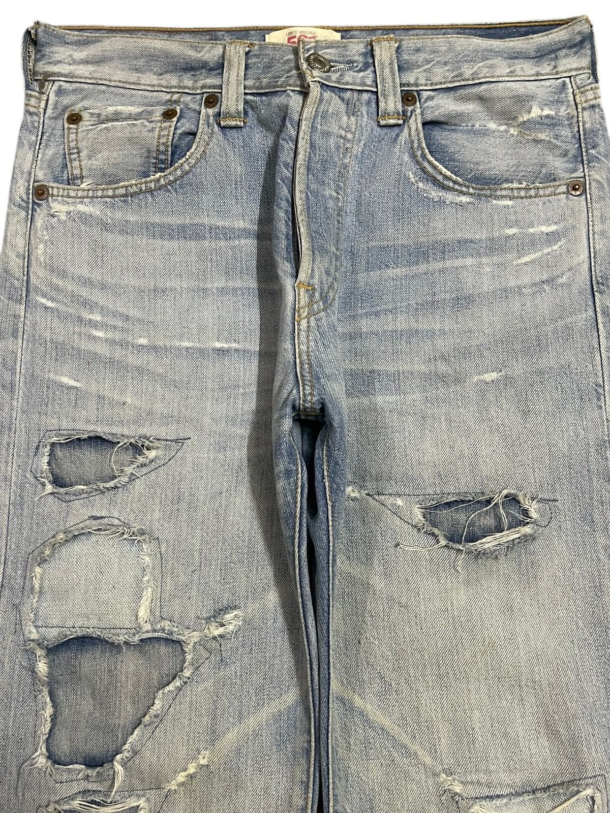 Levi's Vintage 90s Levis 501 Blue Wash Style Distressed Baggy Jeans Size US 29 - 3 Thumbnail