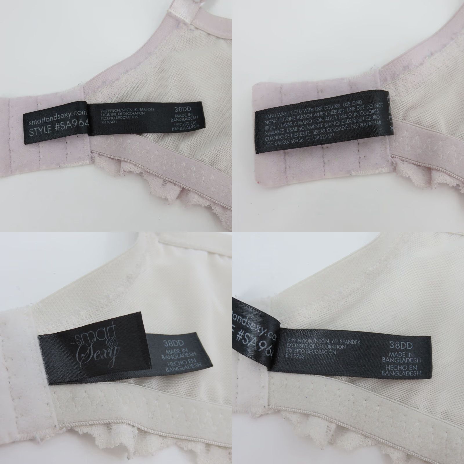 Vintage Smart & Sexy Bra 38DD Purple White Underwire Lace Unlined Style SA964 Lot of 2 Size ONE SIZE - 9 Thumbnail