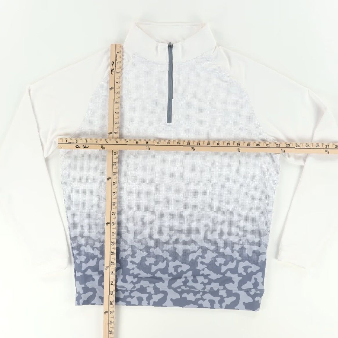 Peter Millar Peter Millar Crown Sport Perth Dip Dye Ombre Mock Long Sleeve Sweatshirt White Men's M Shirt Size US M / EU 48-50 / 2 - 3 Thumbnail