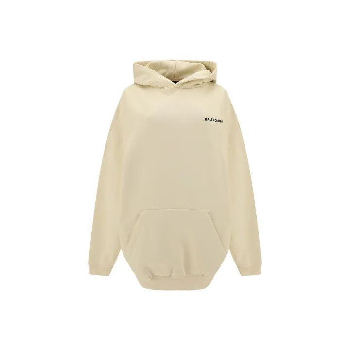 Balenciaga Balenciaga Ivory Logo Embroidered Long Sleeve Hoodie 0079 Size S / US 4 / IT 40 - 1 Thumbnail