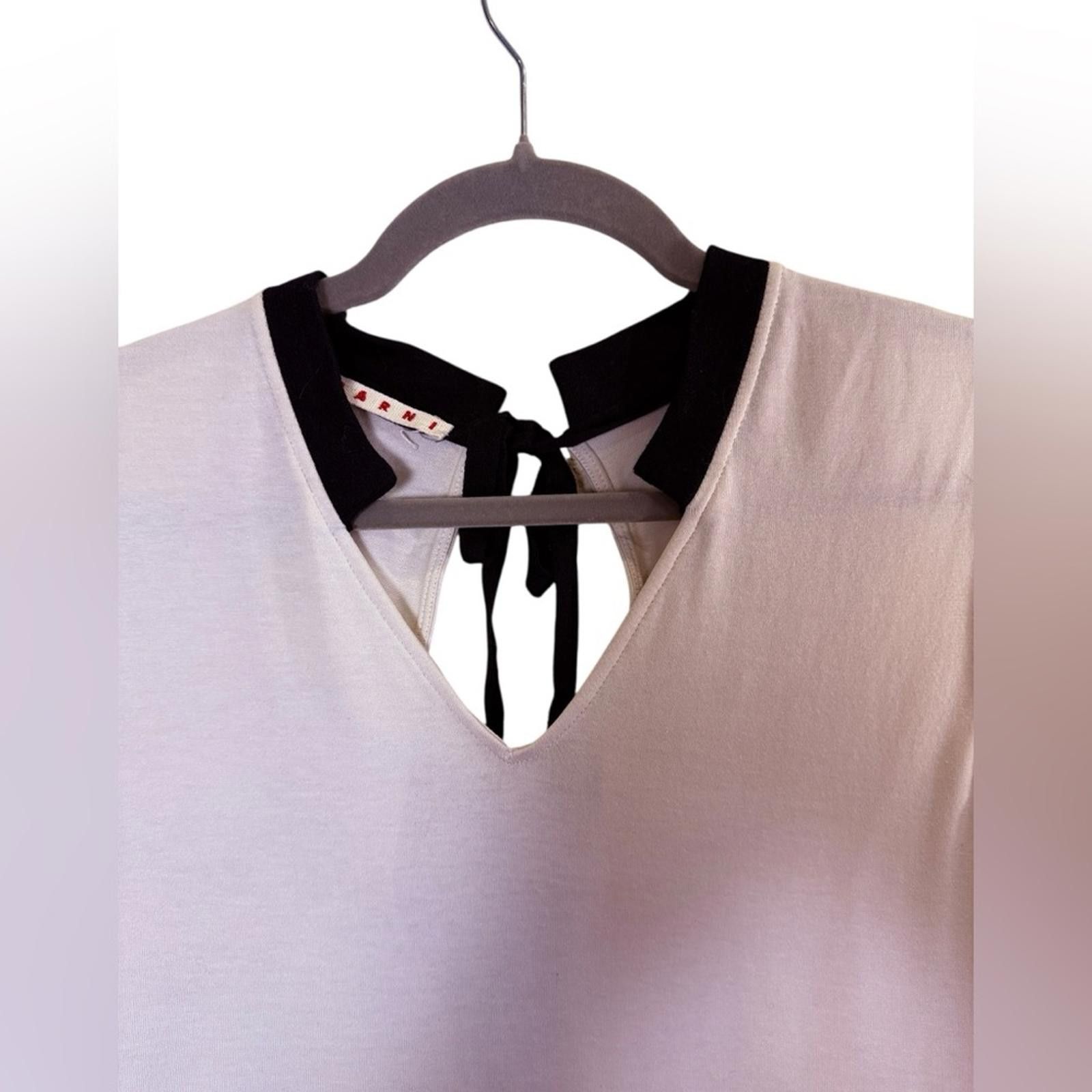 Marni Marni Modern Cream Black Sleeveless Cotton Mini Dress Sz 42 Size L / US 10 / IT 46 - 2 Thumbnail