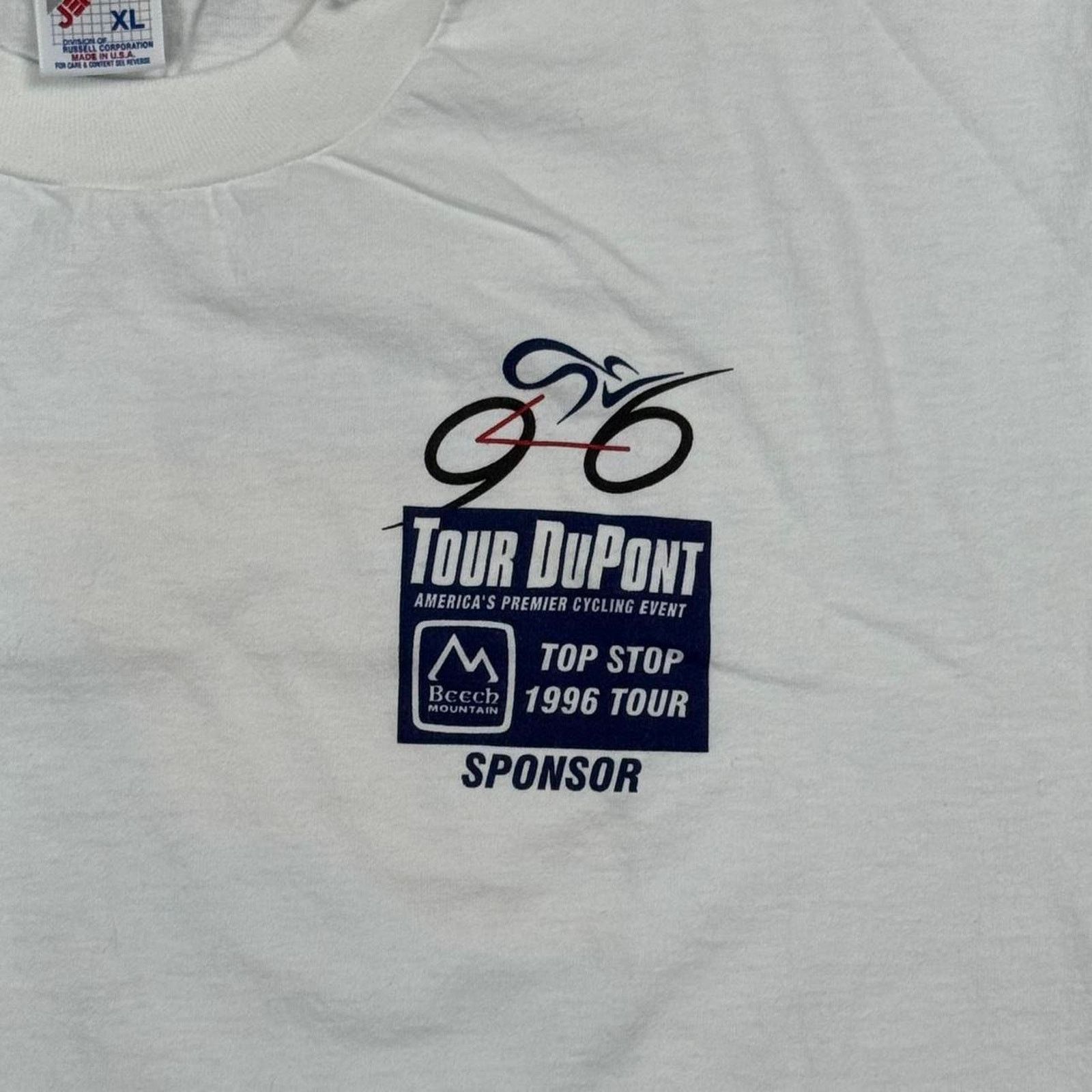 Jerzees × Vintage VINTAGE 90S TOUR DUPONT 1996 LEGEND ROAD RACE SPONSOR TEE: Size US XL / EU 56 / 4 - 4 Thumbnail