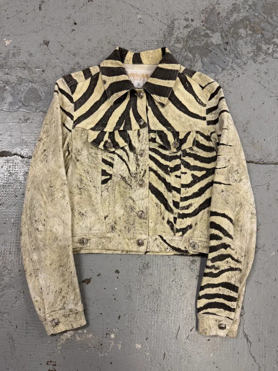 Roberto Cavalli SS1999 Roberto Cavalli Zebra Marble Buttoned Cropped Jacket Size M / US 6-8 / IT 42-44 - 1 Thumbnail