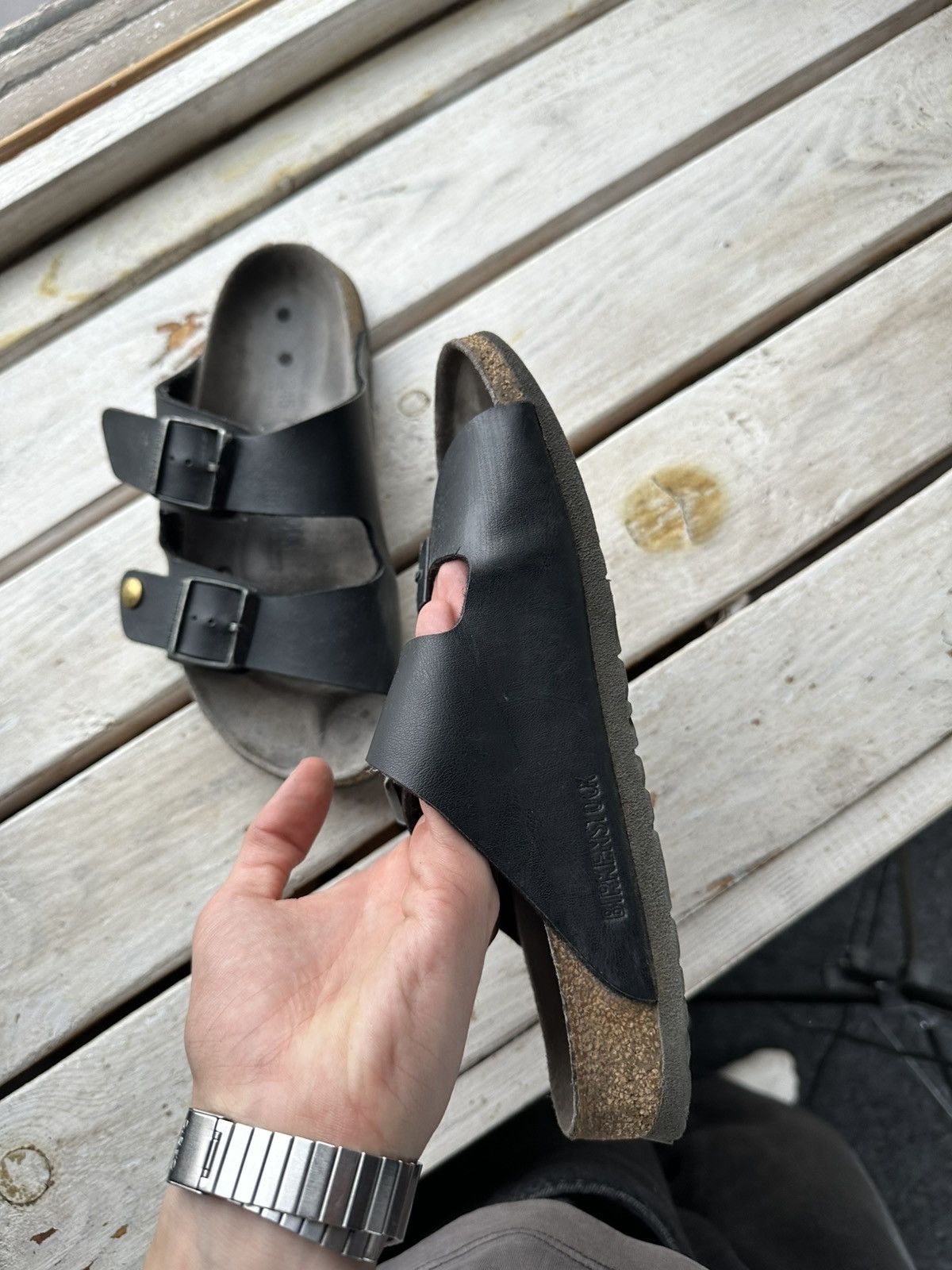 Birkenstock 🚨Vintage Birkenstock 38 black Luxe Sandals rare slides Size US 5.5 / EU 38 - 10 Thumbnail