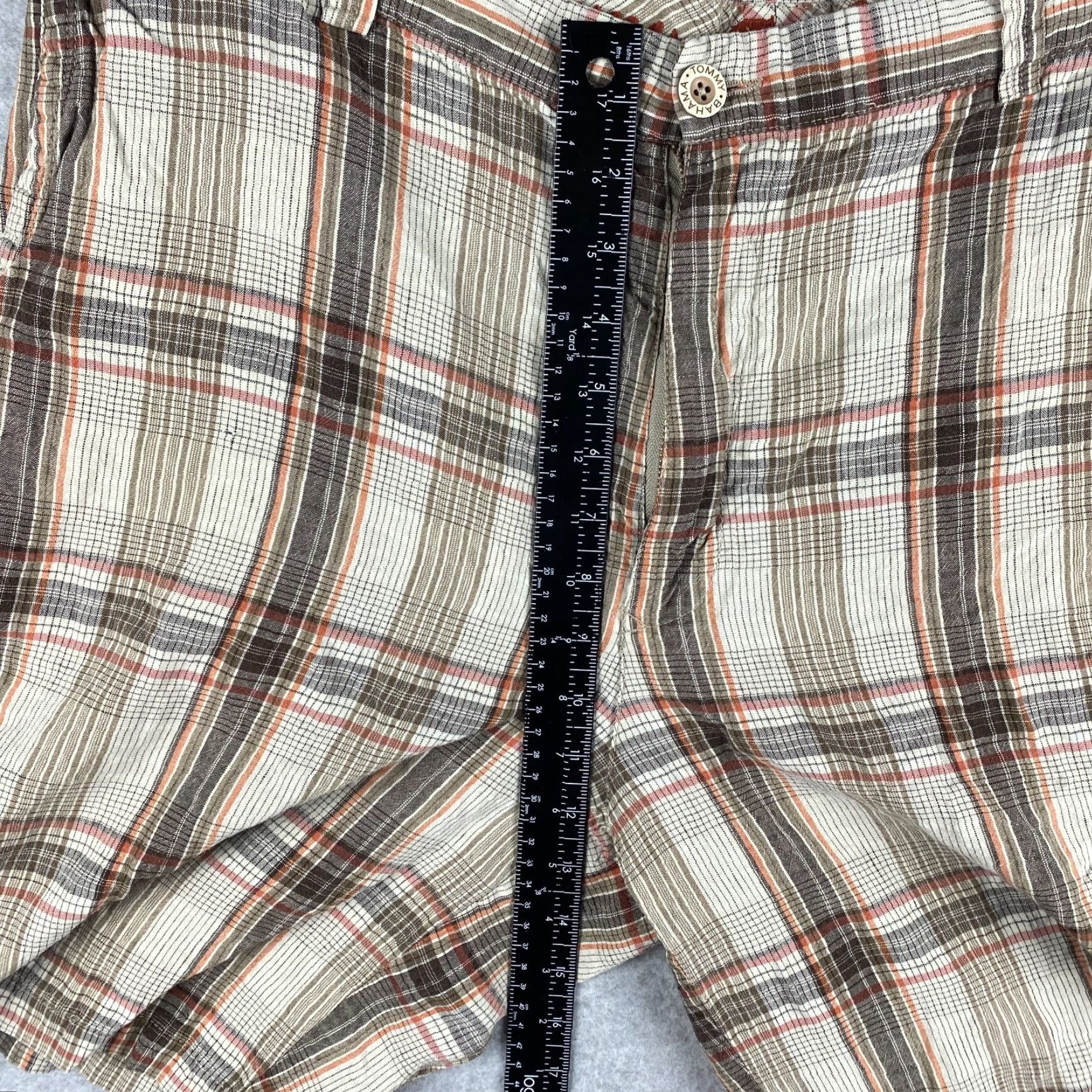 Tommy Bahama Tommy Bahama Shorts Mens 38 Brown Ivory Silk Linen Plaid Button Pocket Size US 38 / EU 54 - 5 Thumbnail