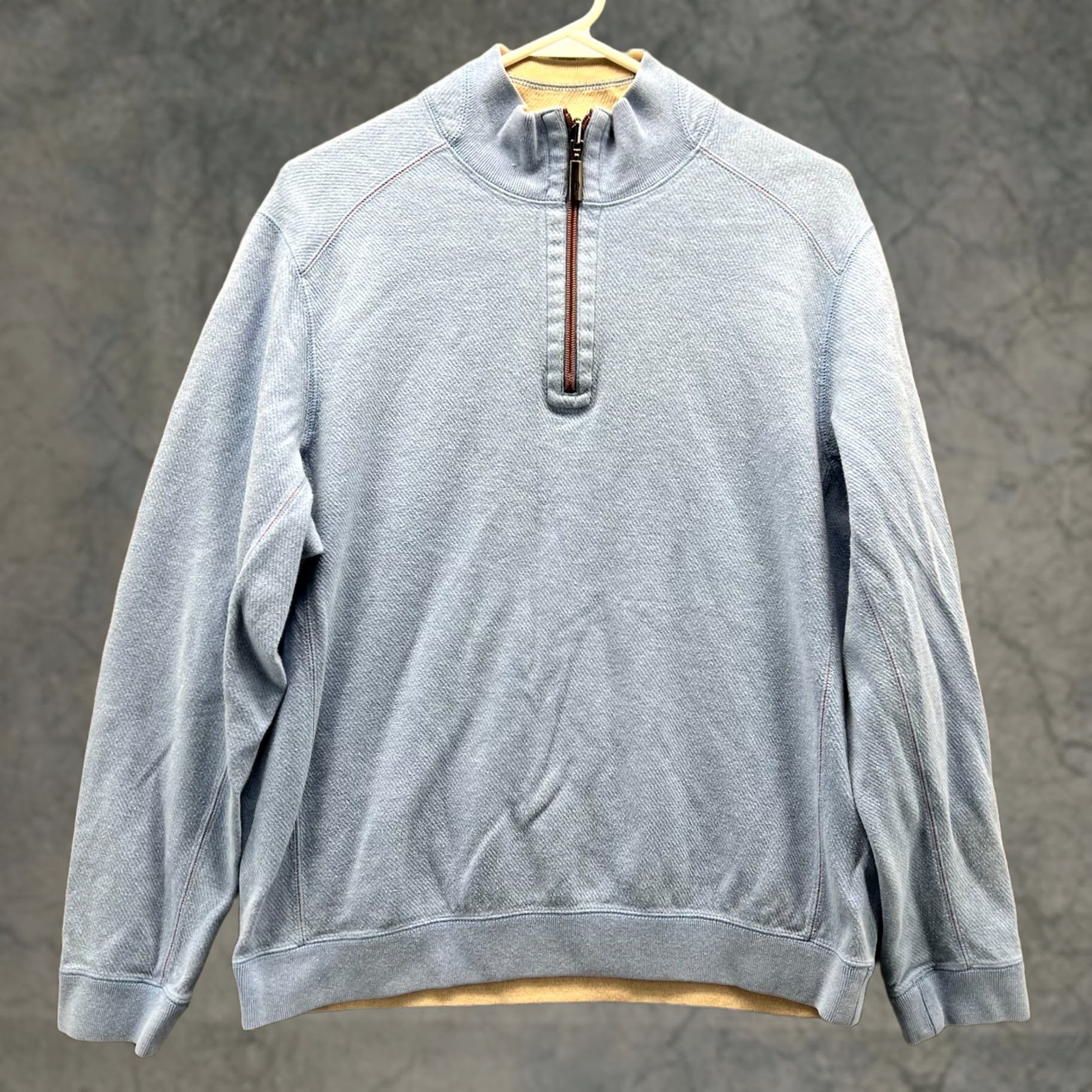 Tommy Bahama Tommy Bahama Sweater Men M Adult Blue 1/4 Zip Reversible Pullover Buttonless Mock Neck Long Sleeve Knit Fleece Logo Solid Size US M / EU 48-50 / 2 - 1 Thumbnail