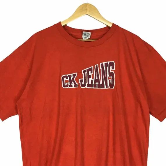 Calvin Klein Vtg CALVIN KLEIN CK Jeans Logo Orange Tee Shirt New York Size US L / EU 52-54 / 3 - 2 Thumbnail