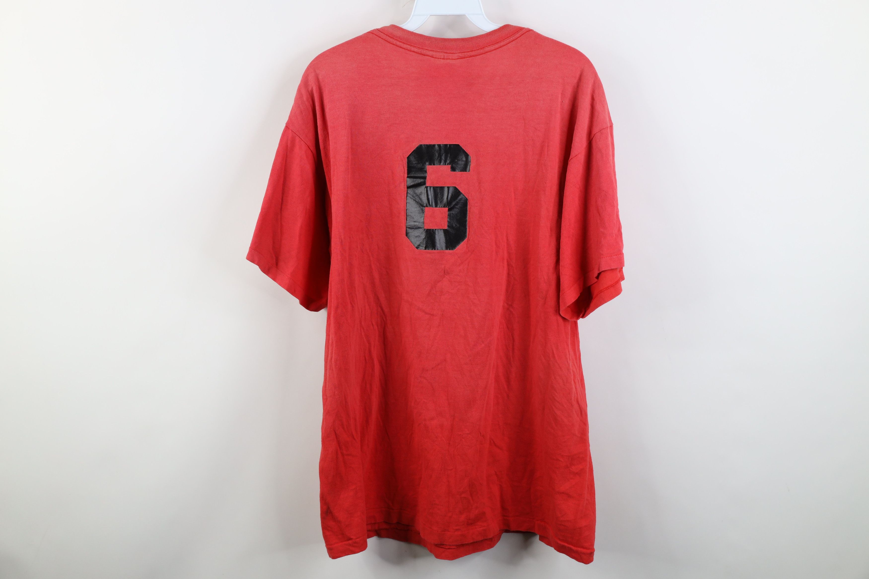 Nike Vintage 80s 90s Nike Spell Out Sun Faded T-Shirt Red USA Size US L / EU 52-54 / 3 - 13 Thumbnail