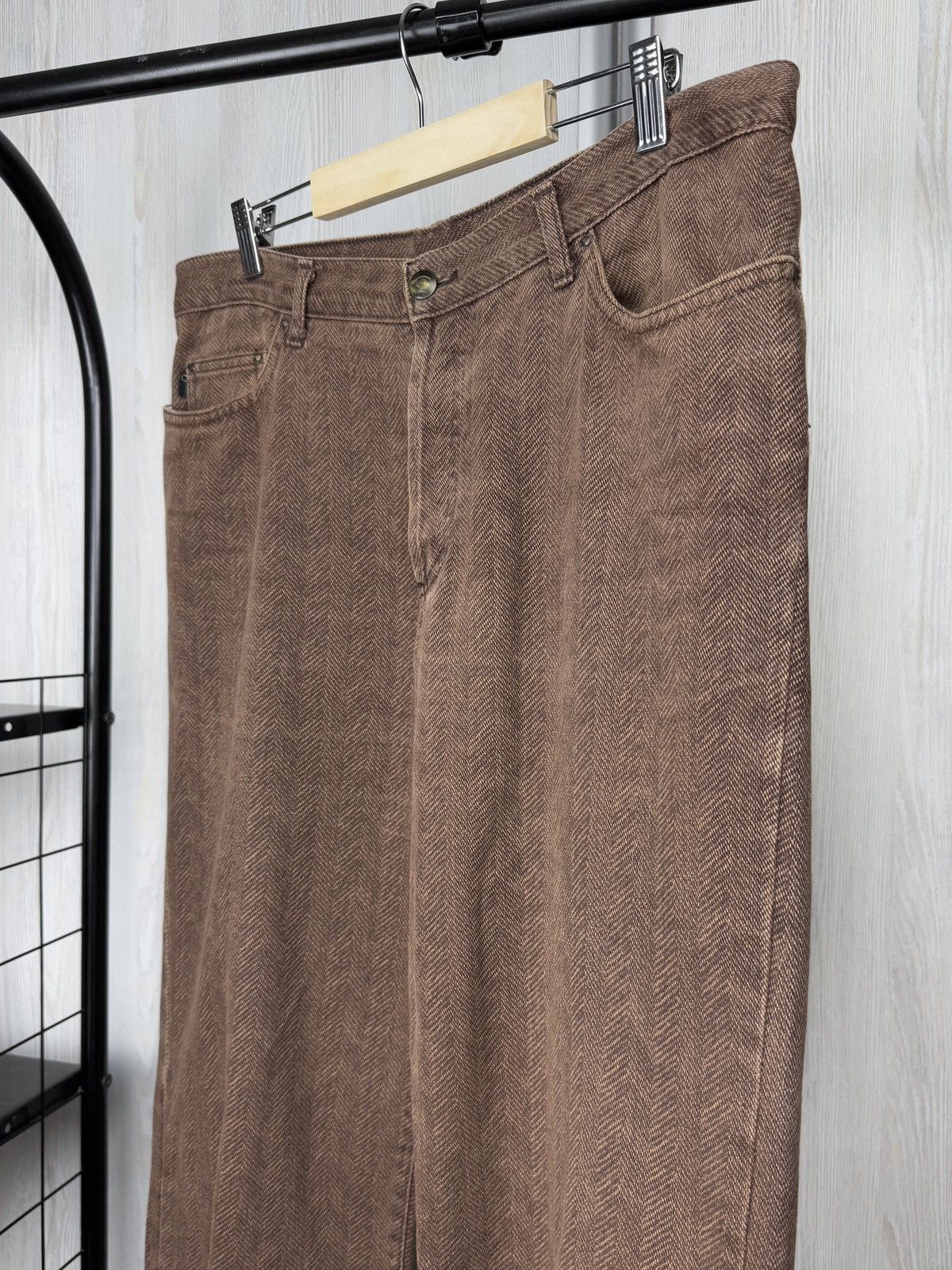Just Cavalli Just Cavalli Herringbone Cotton Brown Denim Pants Size US 36 / EU 52 - 6 Thumbnail
