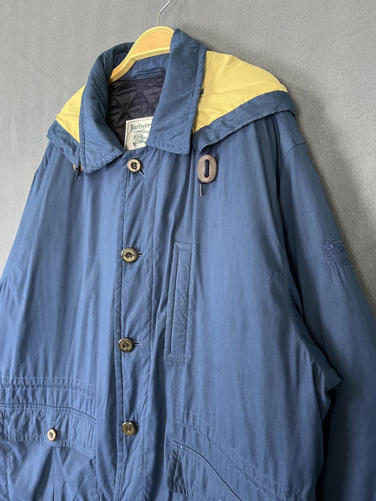 Burberry × Vintage Burberrys Blue Hooded Coat Jacket Quilted Lined Size US L / EU 52-54 / 3 - 7 Thumbnail