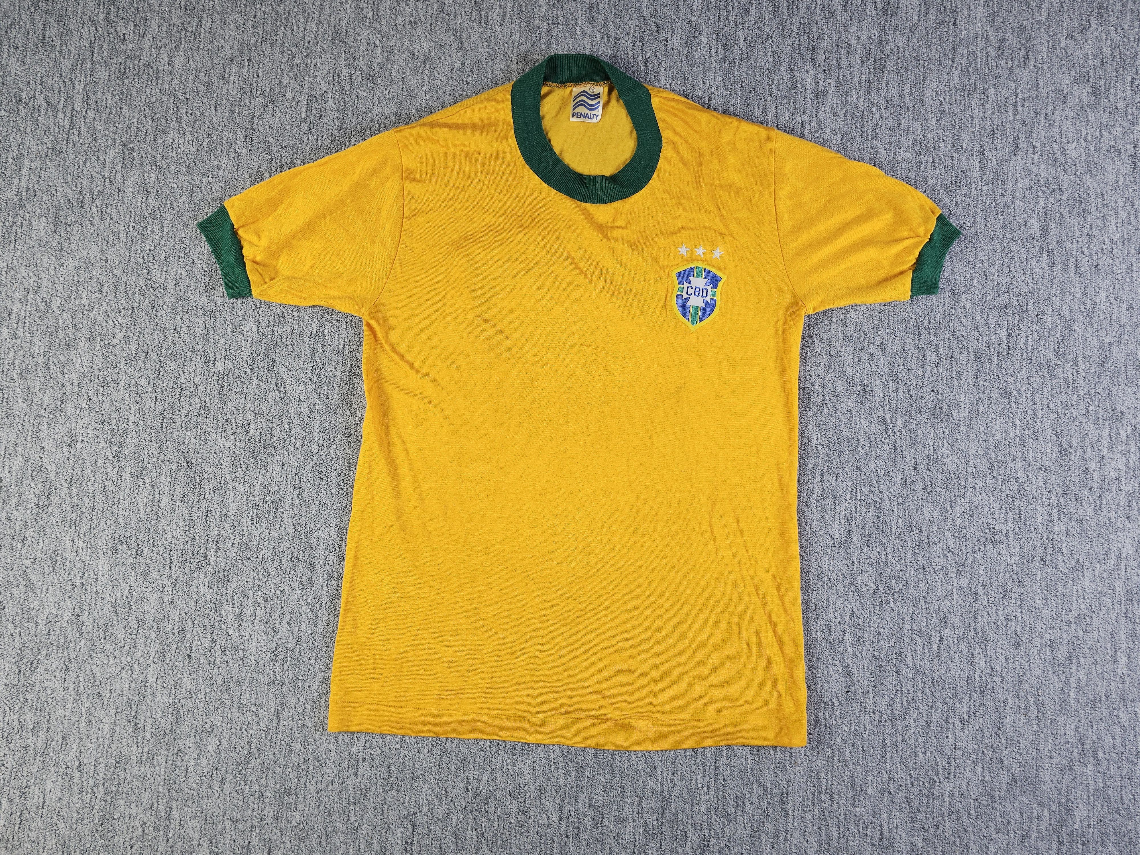 Penalty Vintage 1970s Brazil Jersey Penalty Tag Rare Viscose M Size US M / EU 48-50 / 2 - 1 Thumbnail