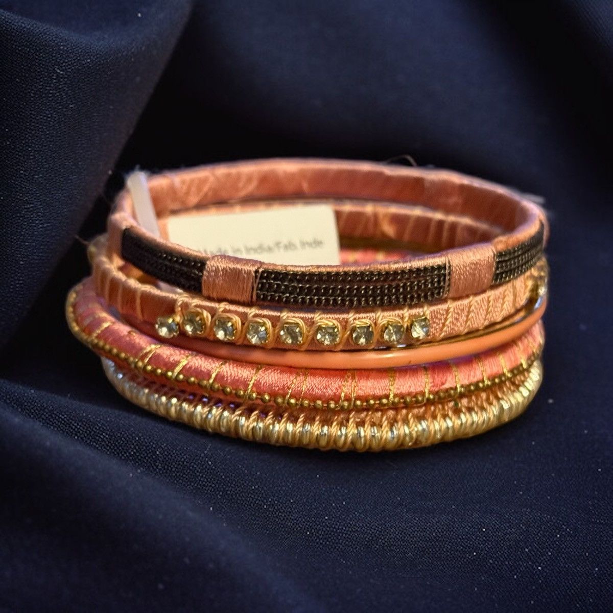 Other Embellished rose silk bangle bracelets set Size ONE SIZE - 1 Thumbnail
