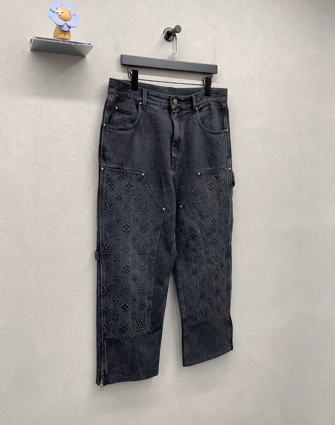 Louis Vuitton LV Black Denim Workwear Pants Size 33 Size US 33 - 3 Thumbnail