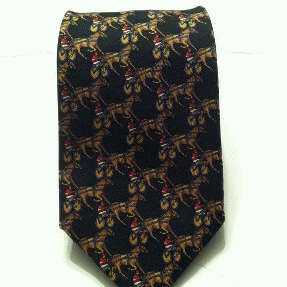 Brooks Brothers BROOKS BROTHERS MENS NEW EQUESTRIAN SILK TIE WIDTH: 3 5/8" Size ONE SIZE - 2 Thumbnail