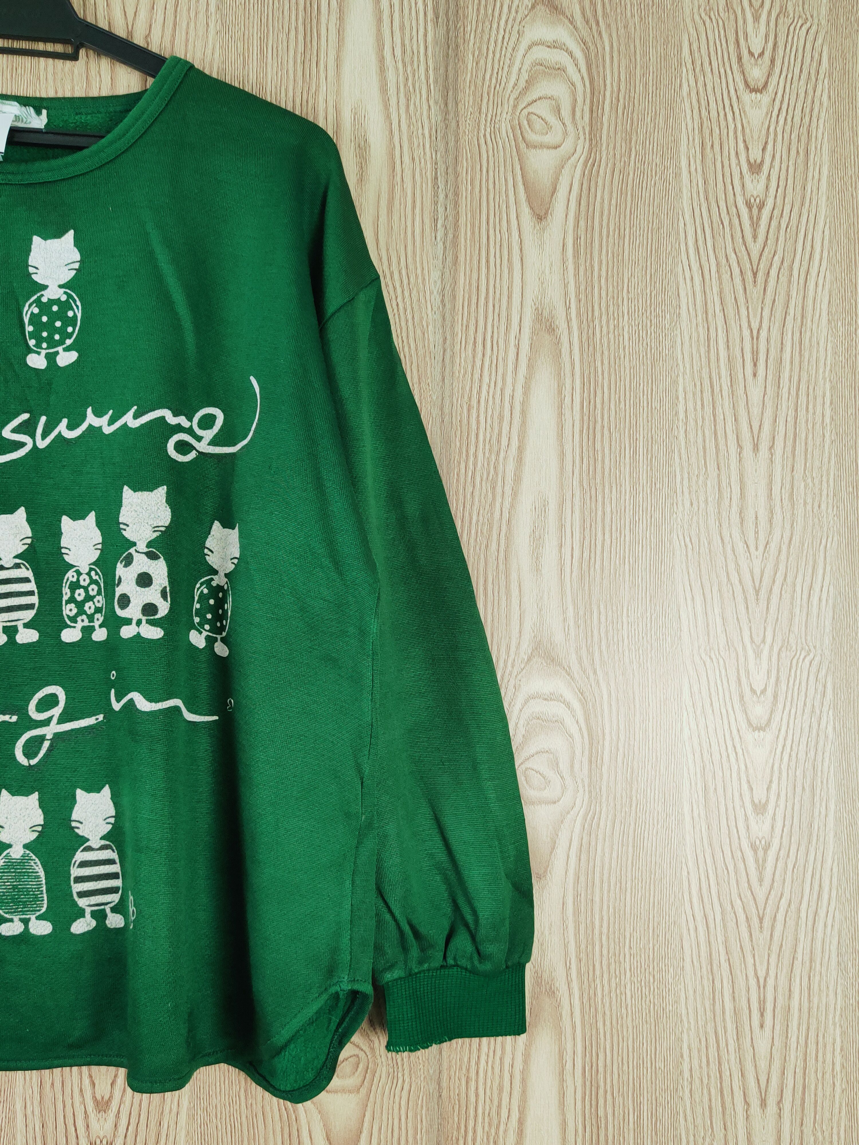 Japanese Brand × Vintage Comomi vintage cat Green Sweatshirts #W417 Size M / US 6-8 / IT 42-44 - 7 Thumbnail