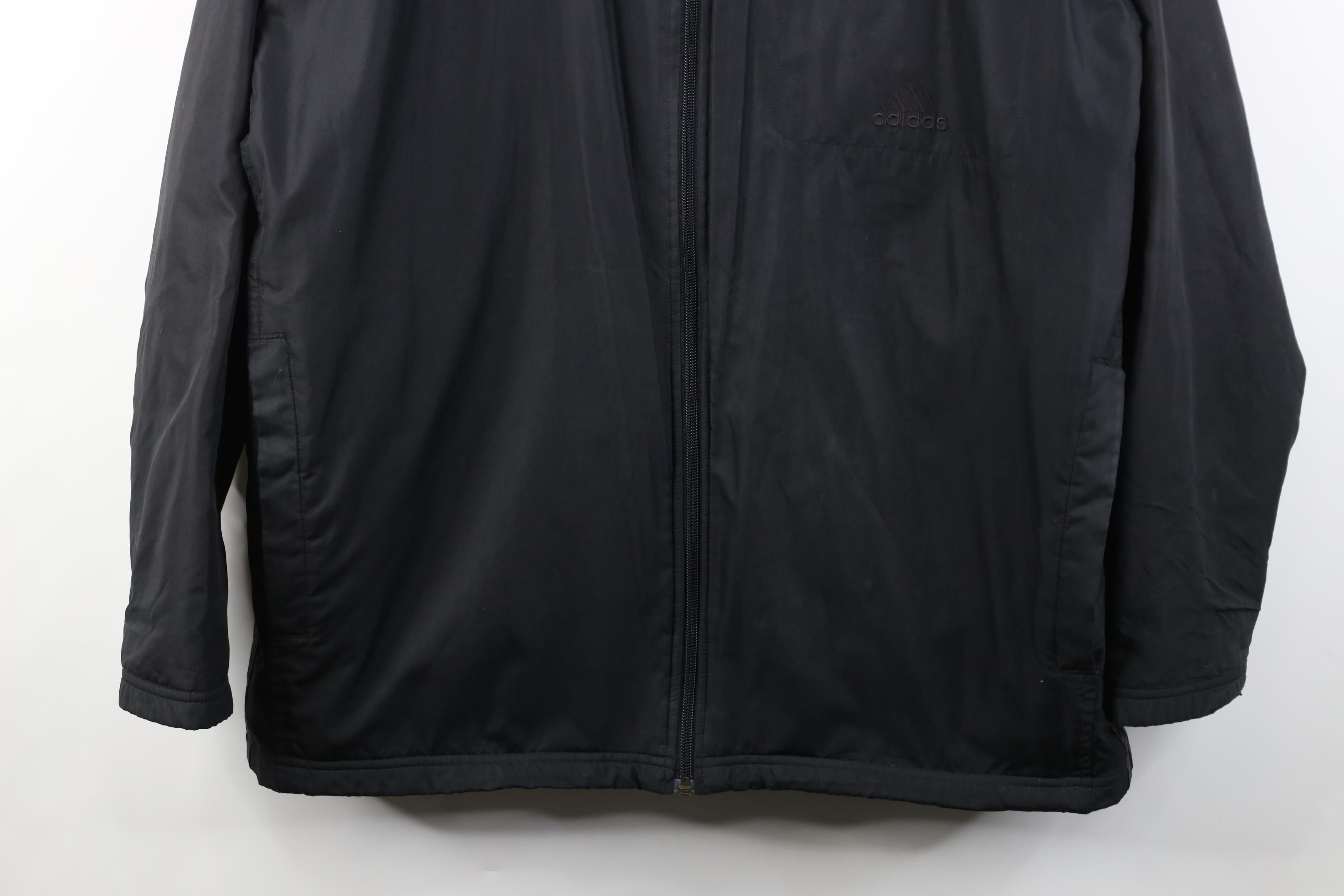 Adidas Vintage Adidas Spell Out Fleece Lined Hooded Jacket Black Size US L / EU 52-54 / 3 - 3 Thumbnail