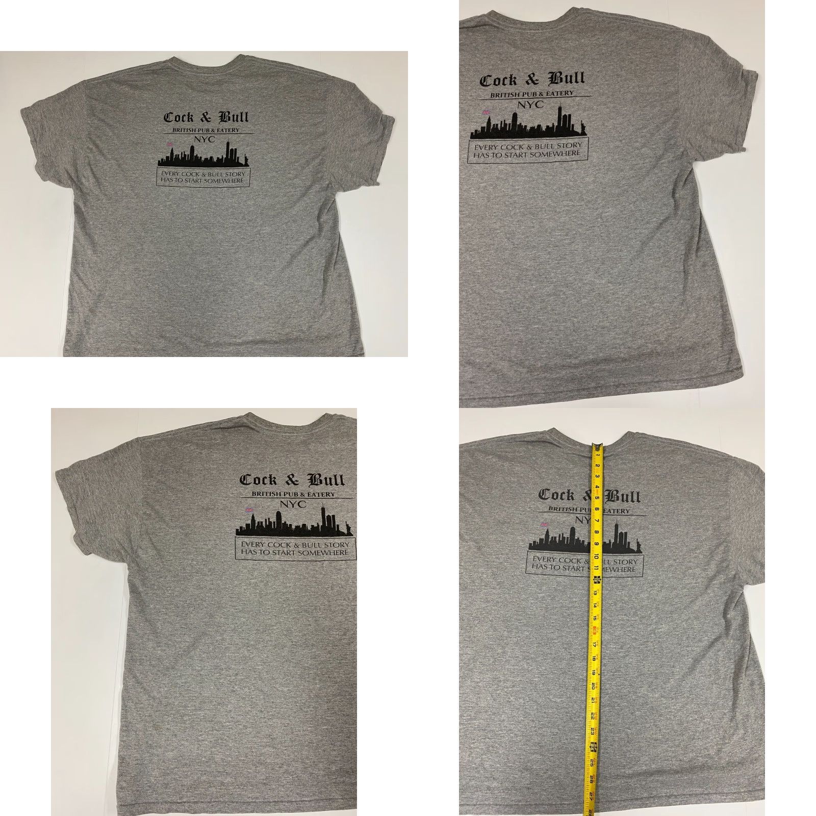 Gildan Manhattan New York Mens Shirt 2XL Gray Gildan T-Shirt Short Sleeve Crew Neck Cotton Blend Geometric Logo Modern Vintage No holes Size US XXL / EU 58 / 5 - 8 Thumbnail