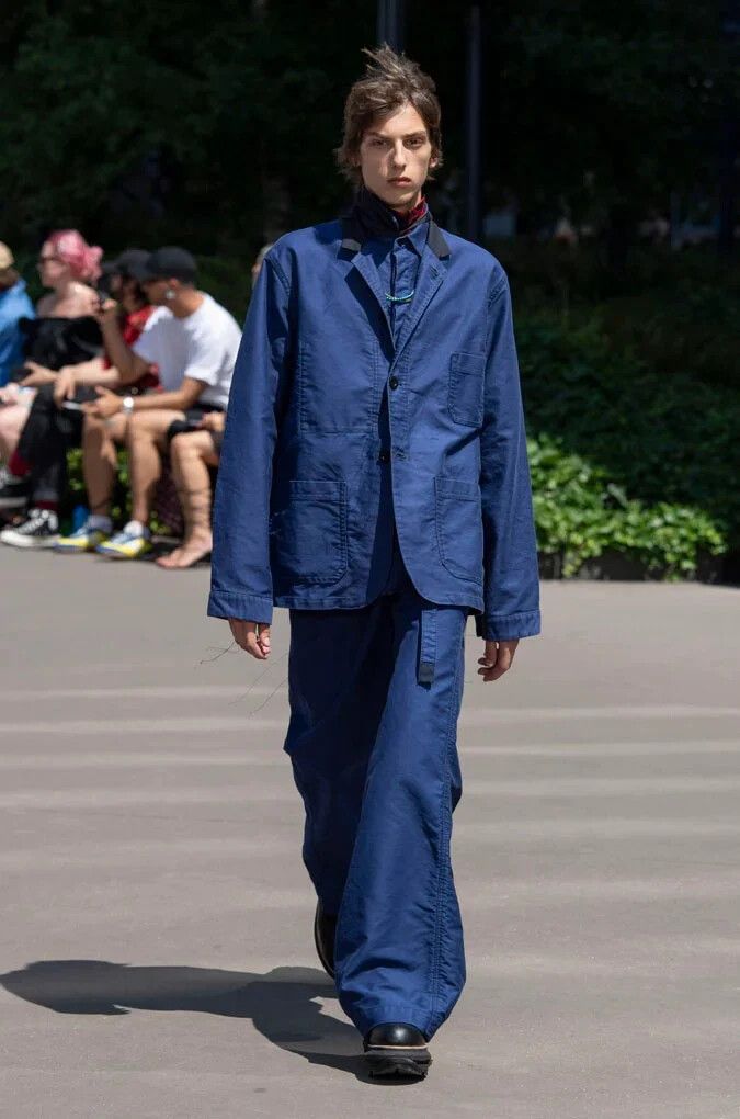Sacai Blue Loose Thread Moleskin Jacket Size US M / EU 48-50 / 2 - 10 Thumbnail