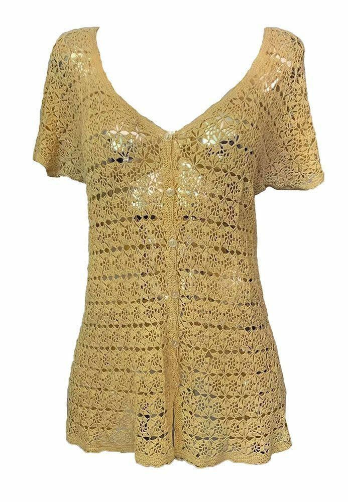 Designer Pre Owned Yellow Crocheted Blouse L Size L / US 10 / IT 46 - 1 Thumbnail
